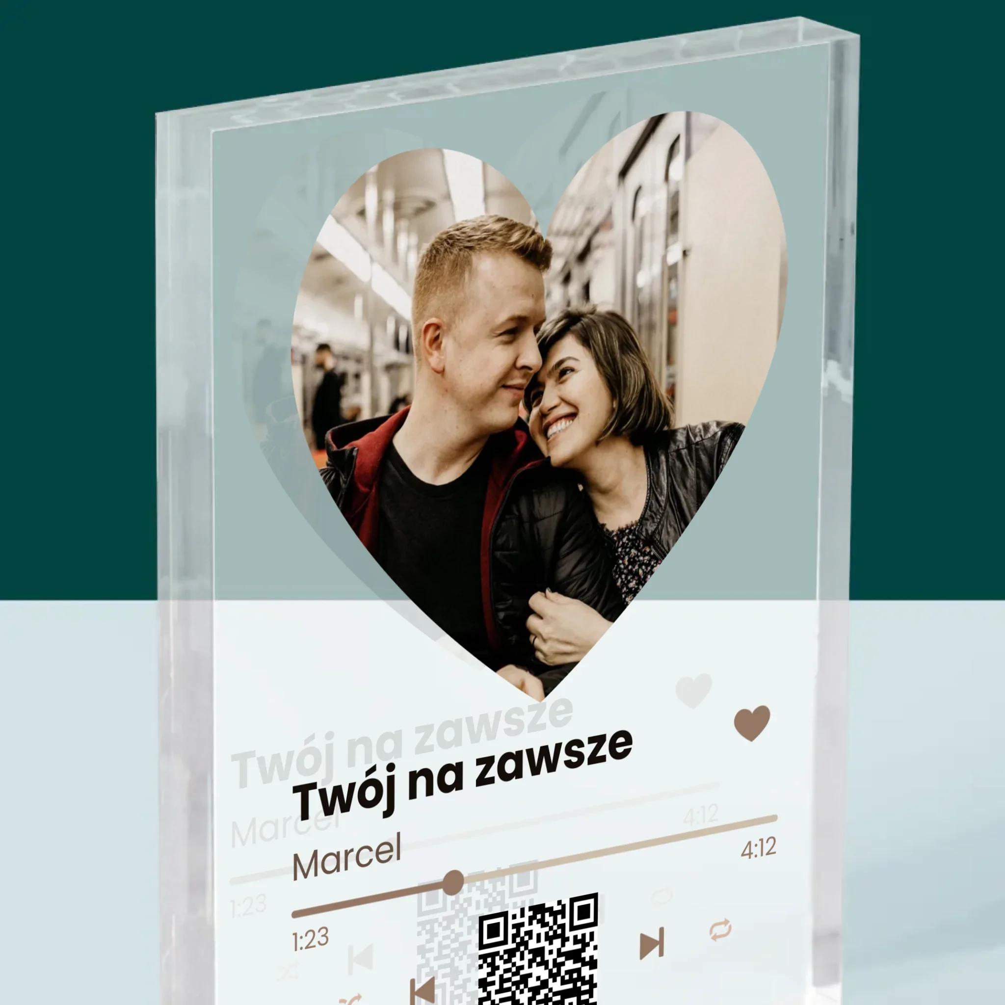 Zdjęcie i Podpis: Nasza Piosenka Serce Kod Qr - Blok Akrylowy - Image 2