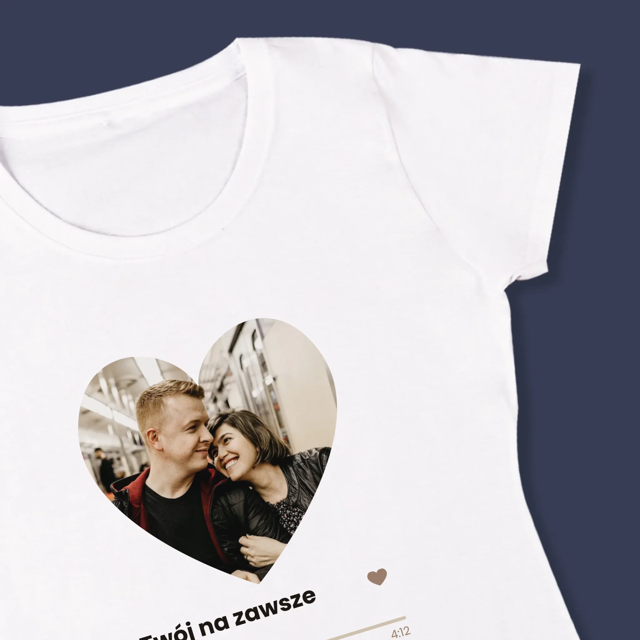 Zdjęcie i Podpis: Nasza Piosenka Serce Kod Qr - Koszulka Damska - Image 4