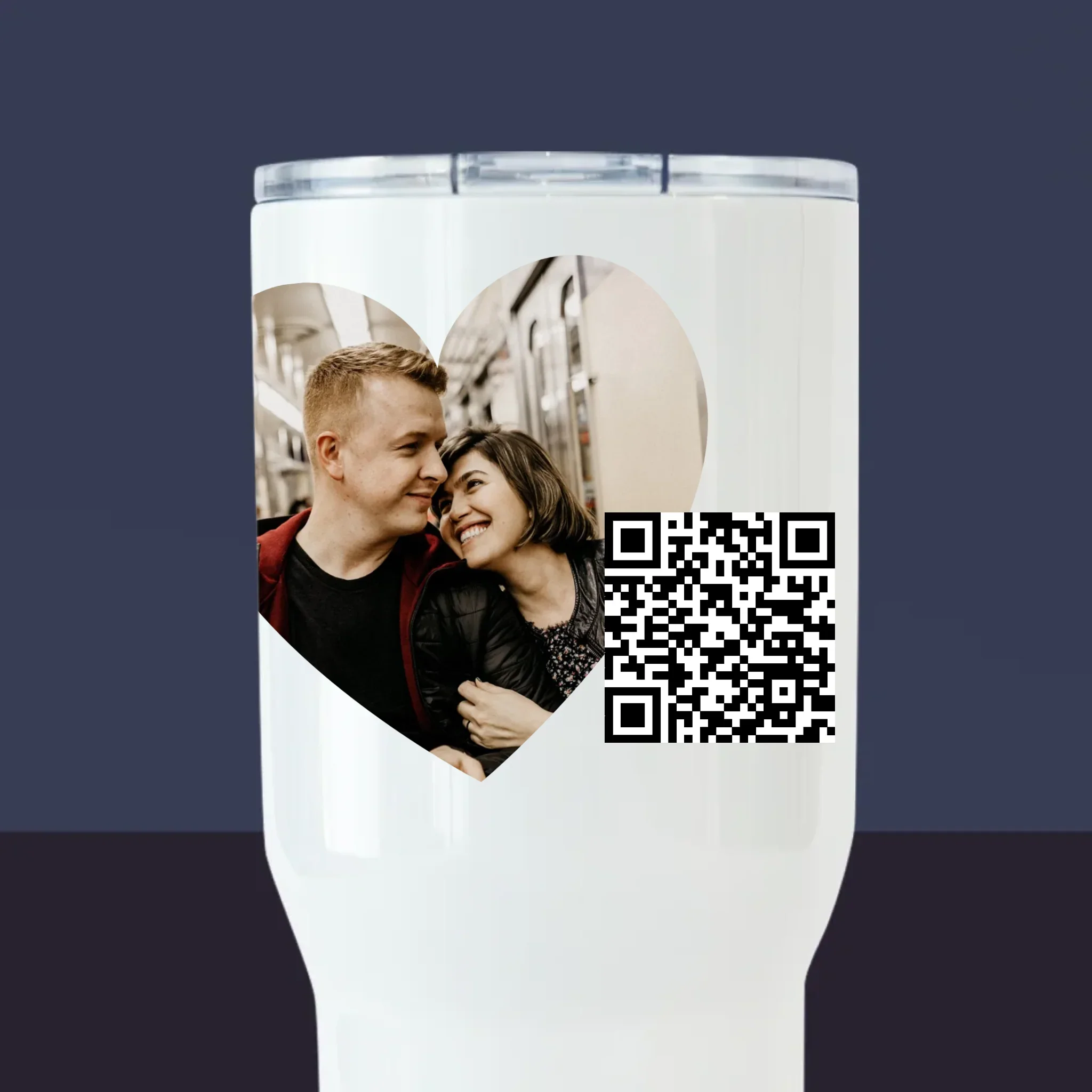 Zdjęcie i Podpis: Nasza Piosenka Serce Kod Qr - Kubek Termiczny Biały - Image 2
