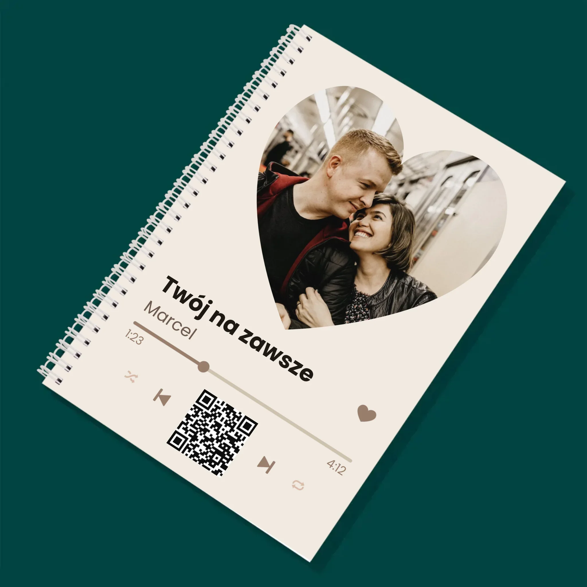 Zdjęcie i Podpis: Nasza Piosenka Serce Kod Qr - Planer Dzienny Na Spirali
