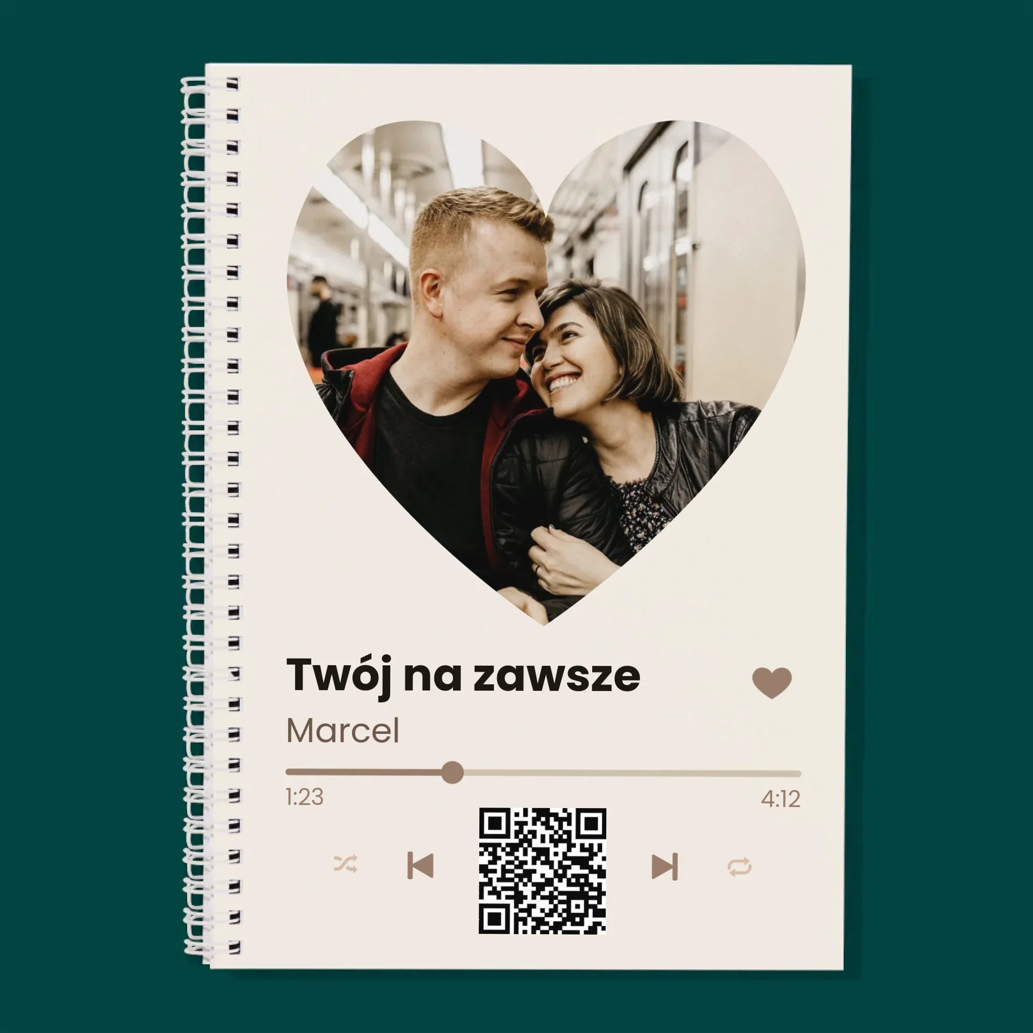 Zdjęcie i Podpis: Nasza Piosenka Serce Kod Qr - Planer Dzienny Na Spirali - Image 3