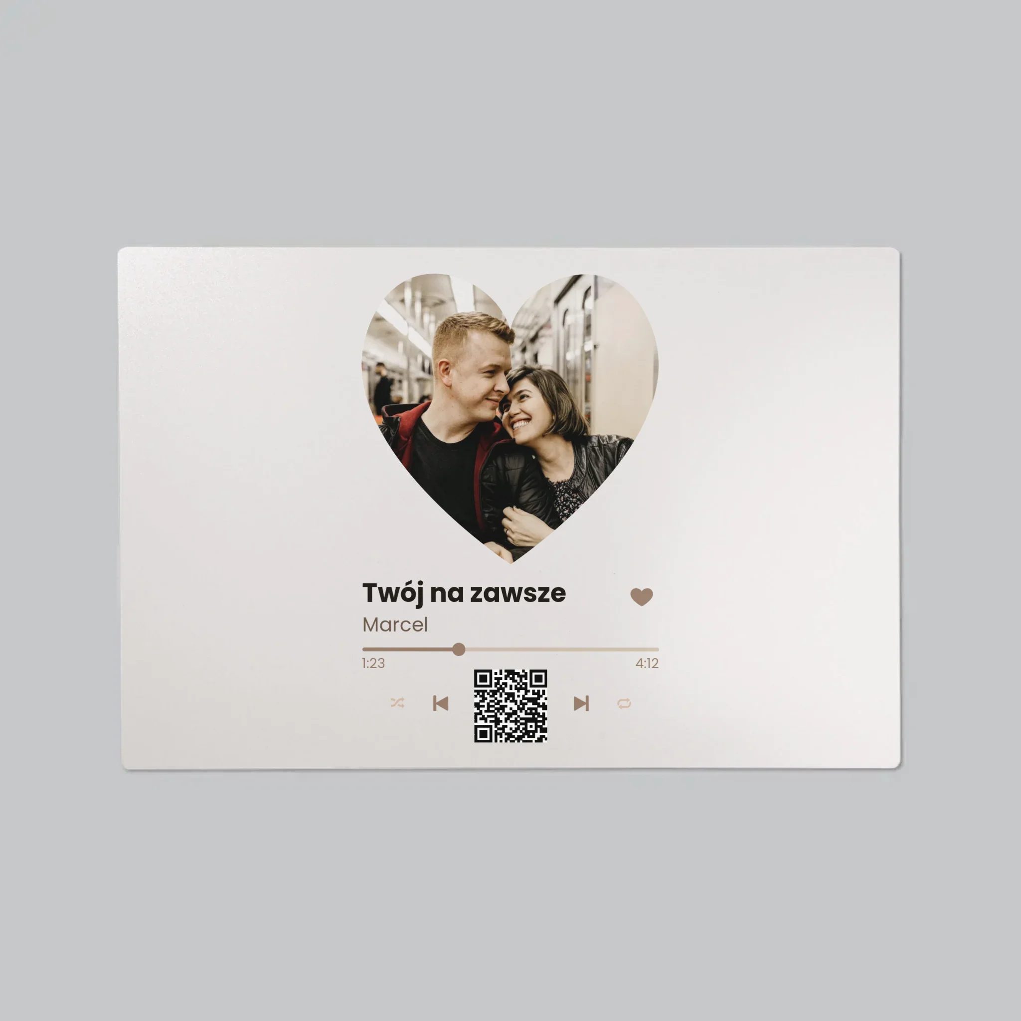 Zdjęcie i Podpis: Nasza Piosenka Serce Kod Qr - Podkładka Na Biurko - Image 2