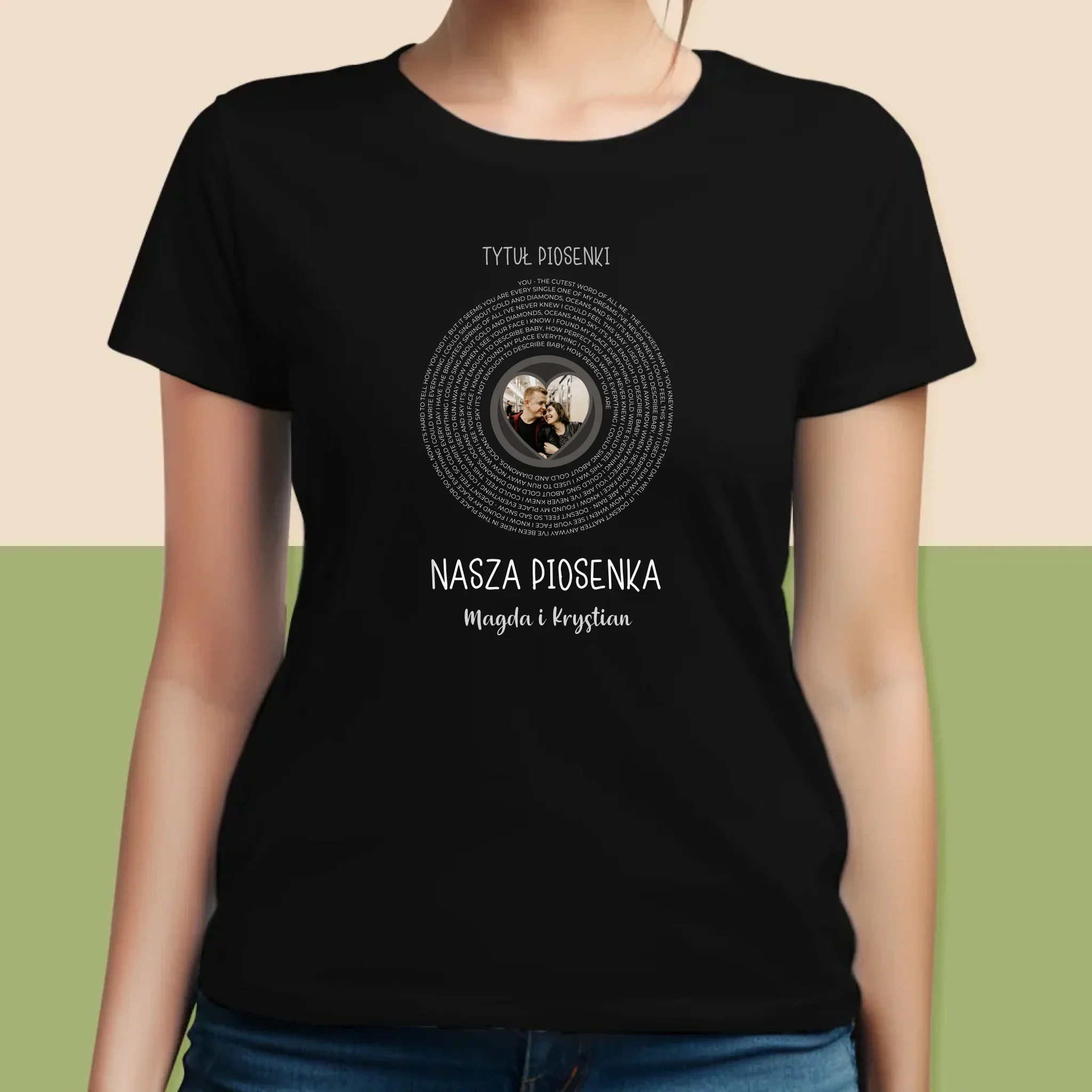 Zdjęcie i Podpis: Nasza Piosenka z Tekstem - Koszulka Damska - Image 5