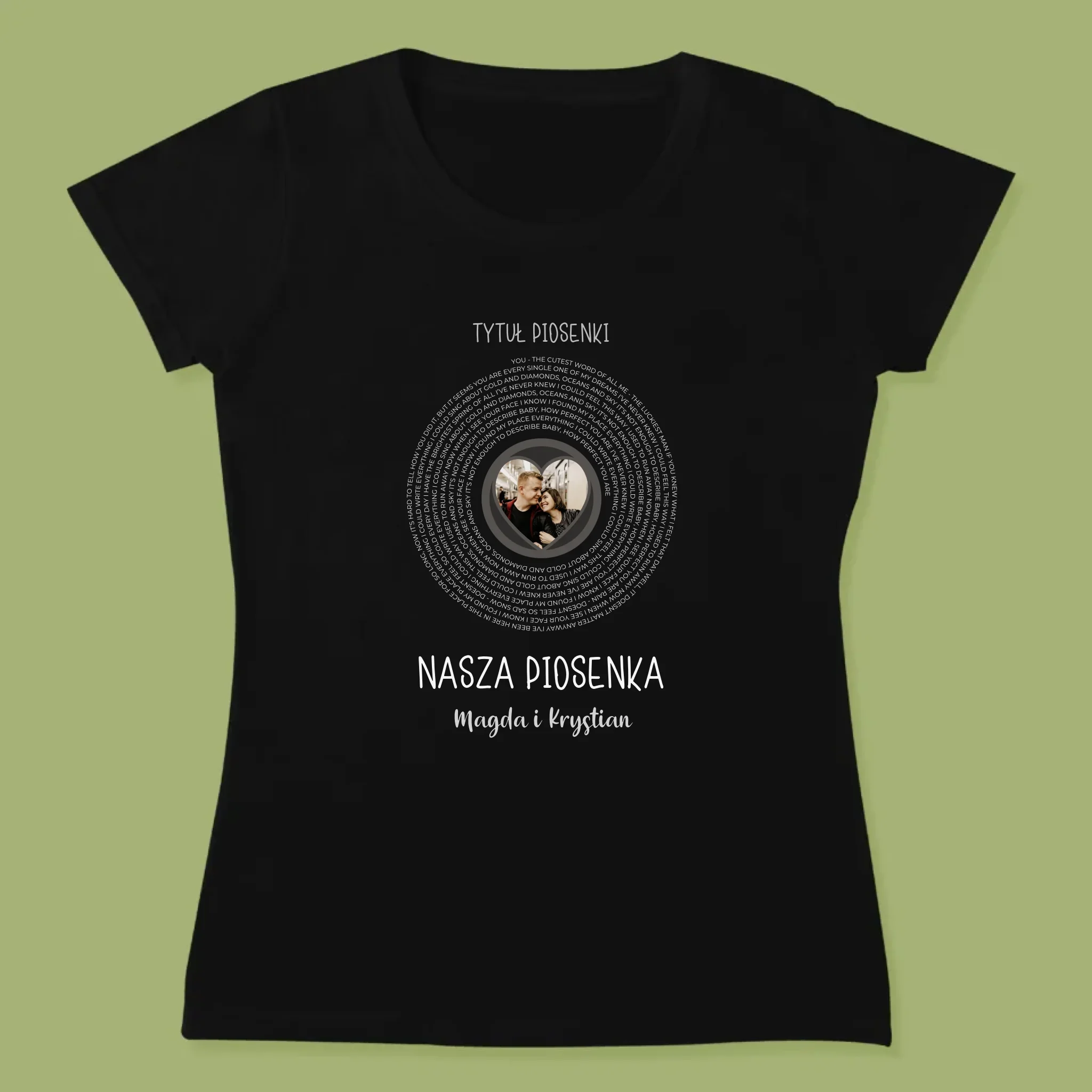 Zdjęcie i Podpis: Nasza Piosenka z Tekstem - Koszulka Damska - Image 7