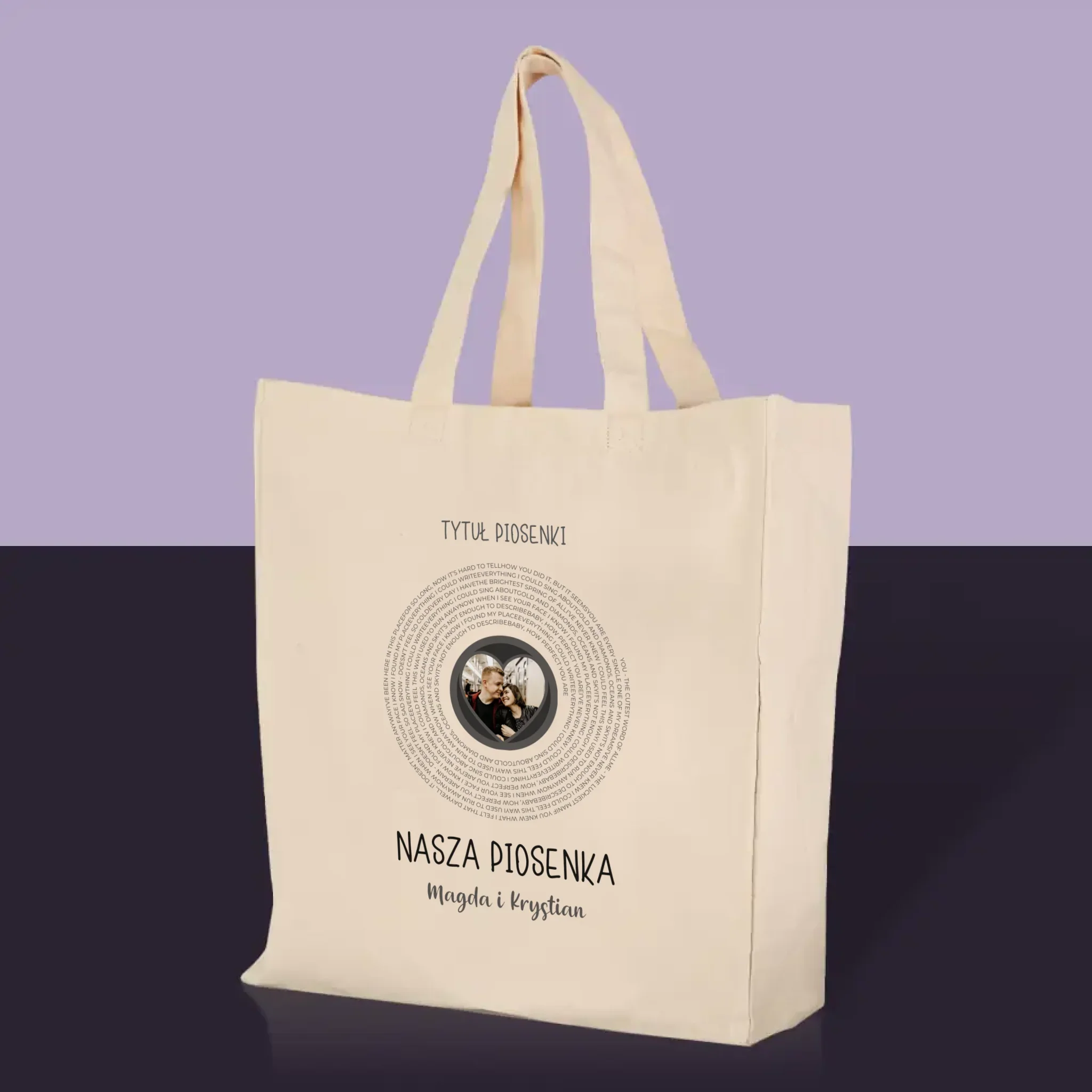 Zdjęcie i Podpis: Nasza Piosenka z Tekstem - Torba Płócienna - Image 2
