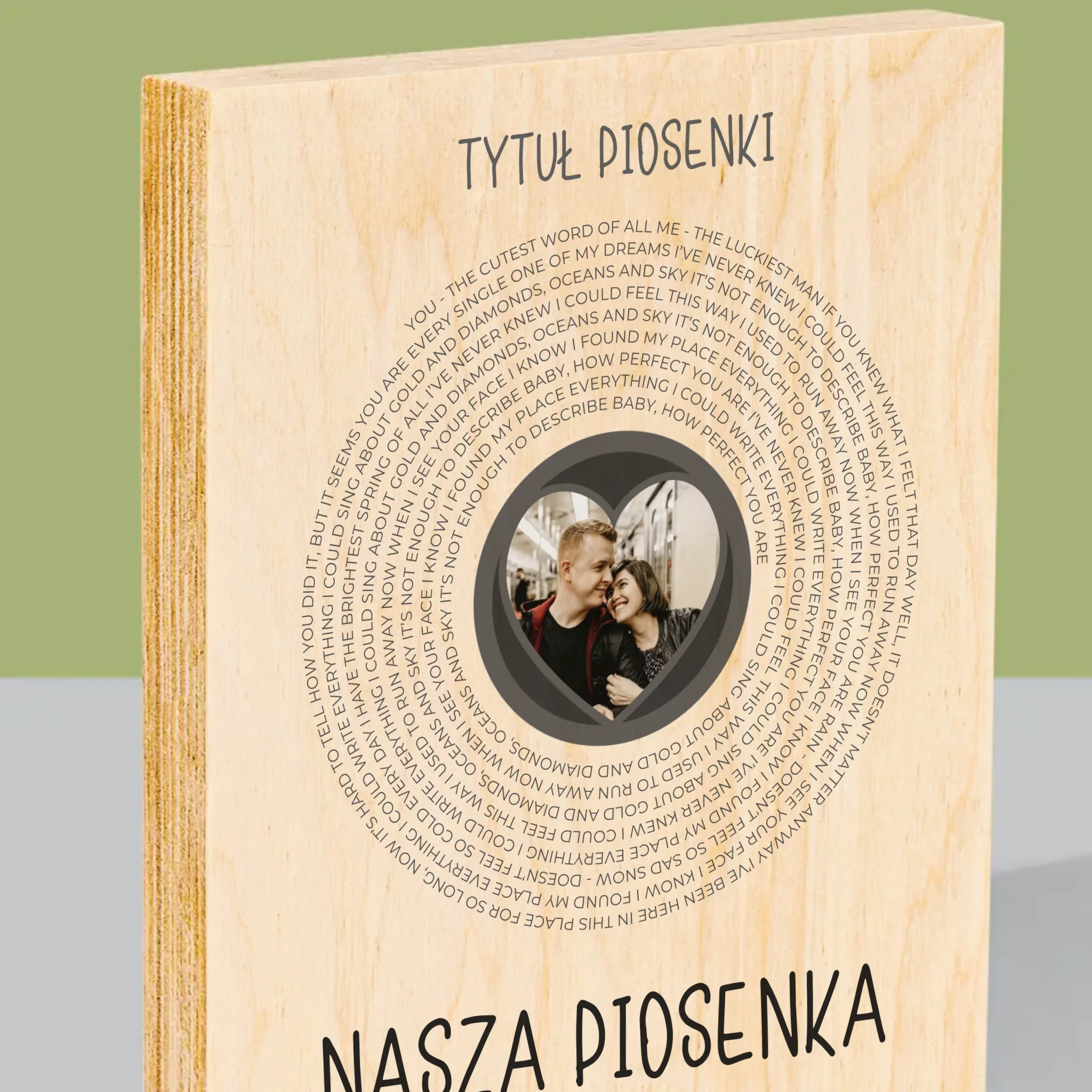 Zdjęcie i Podpis: Nasza Piosenka z Tekstem - Wydruk Na Drewnie - Image 2