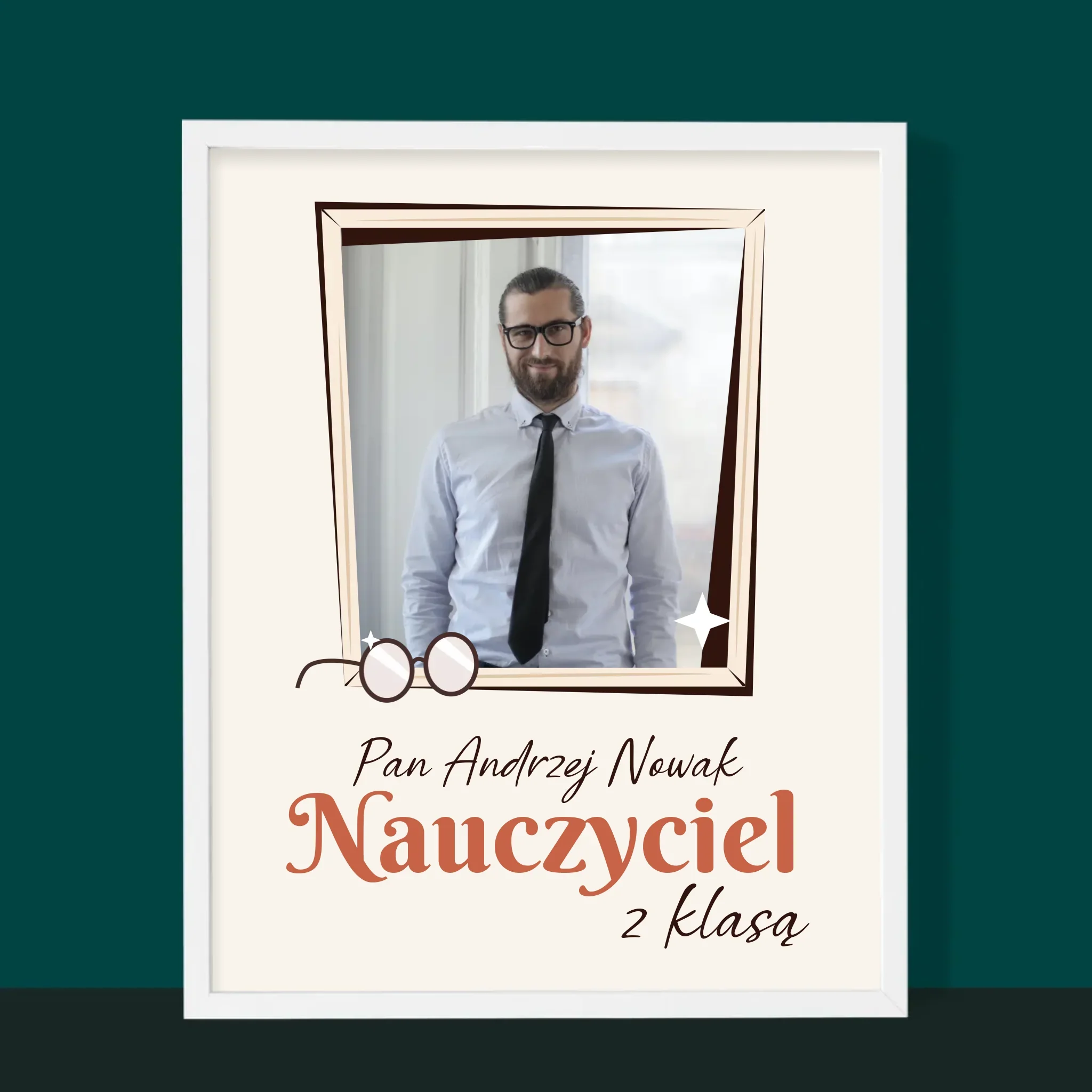 Zdjęcie i Podpis: Nauczyciel z Klasą - Wydruk Obramowany - Image 10