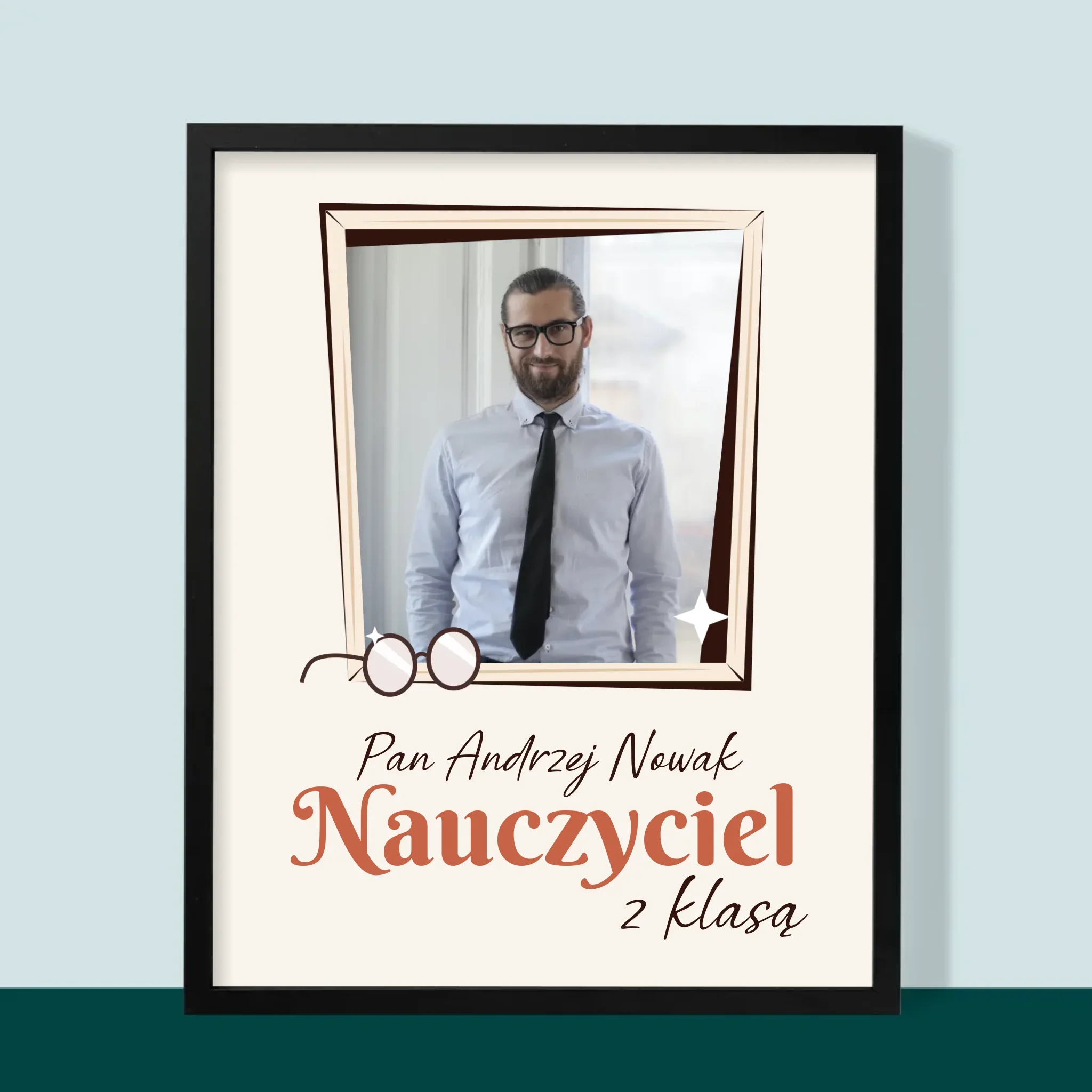 Zdjęcie i Podpis: Nauczyciel z Klasą - Wydruk Obramowany - Image 9
