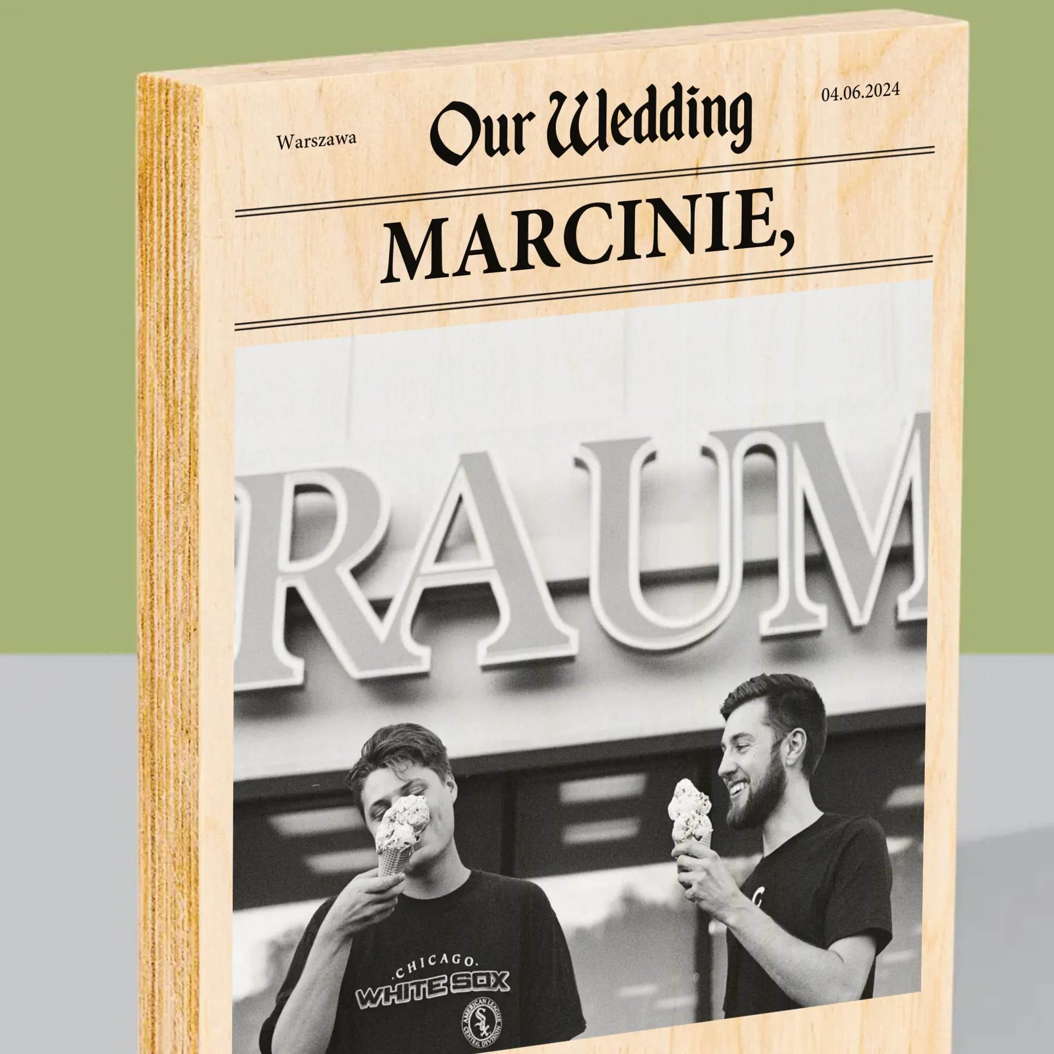 Zdjęcie i Podpis: Our Wedding Świadek - Wydruk Na Drewnie - Image 2