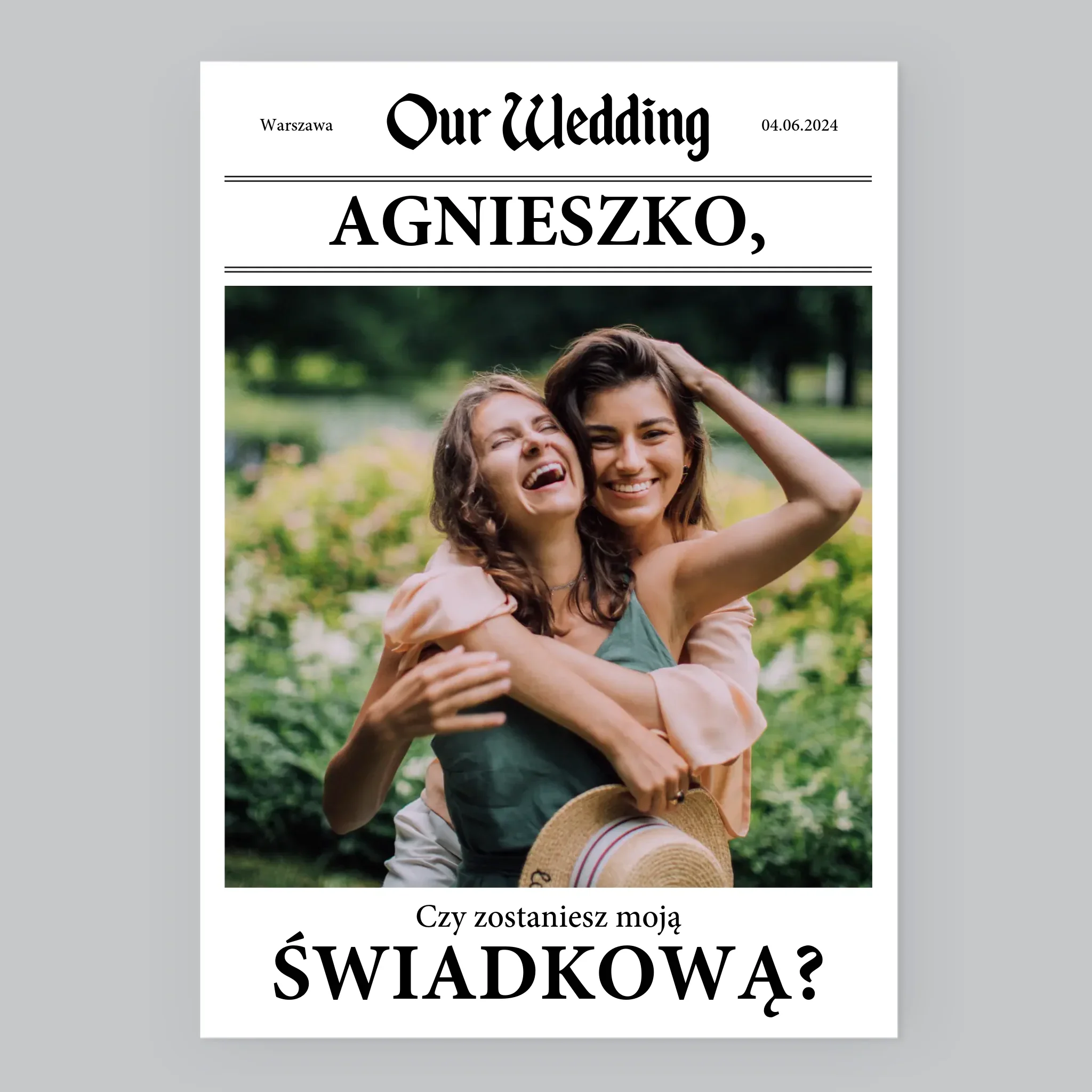 Zdjęcie i Podpis: Our Wedding Świadkowa - Wydruk Obramowany