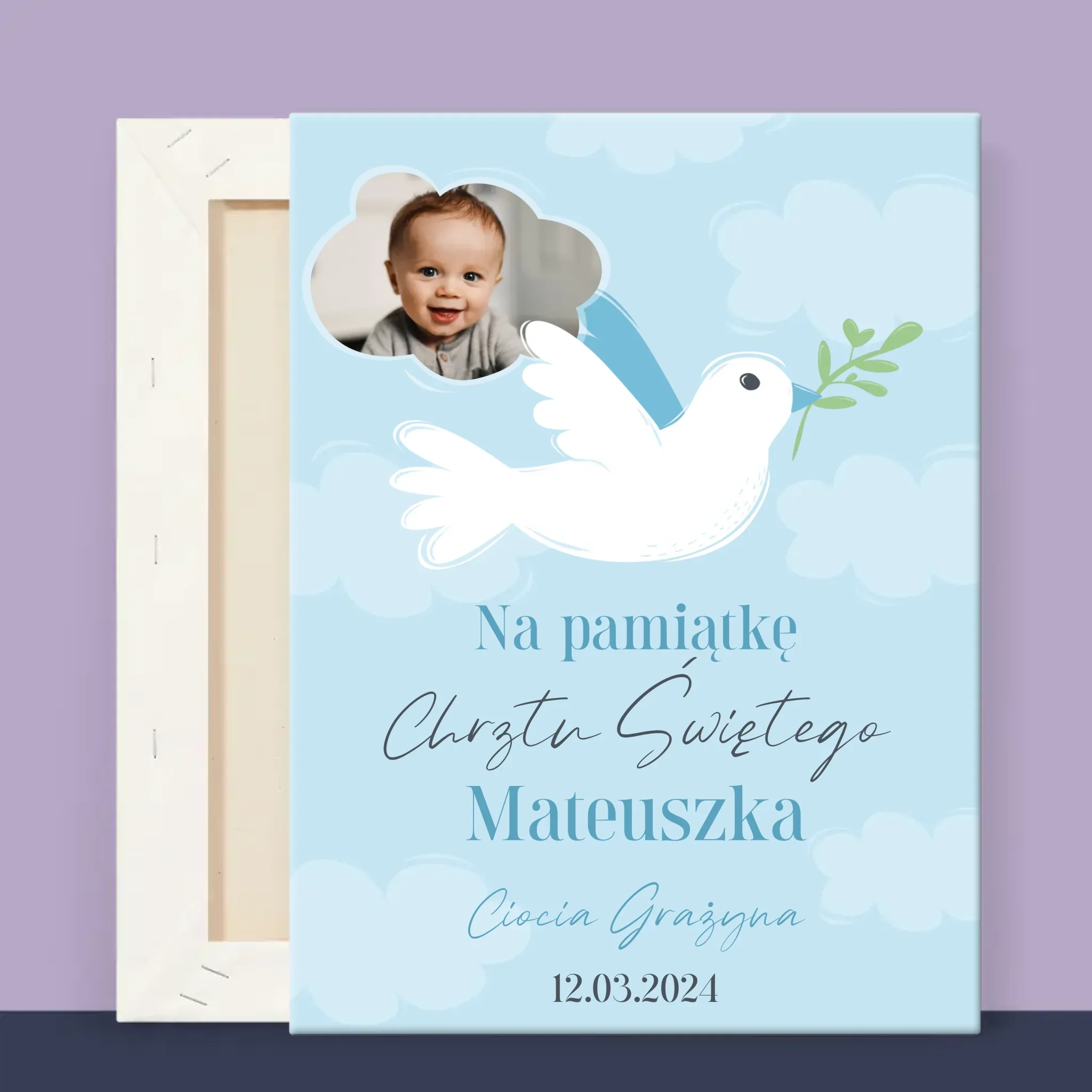Zdjęcie i Podpis: Pamiątka Chrztu Gołąbek - Wydruk Obramowany - Image 11