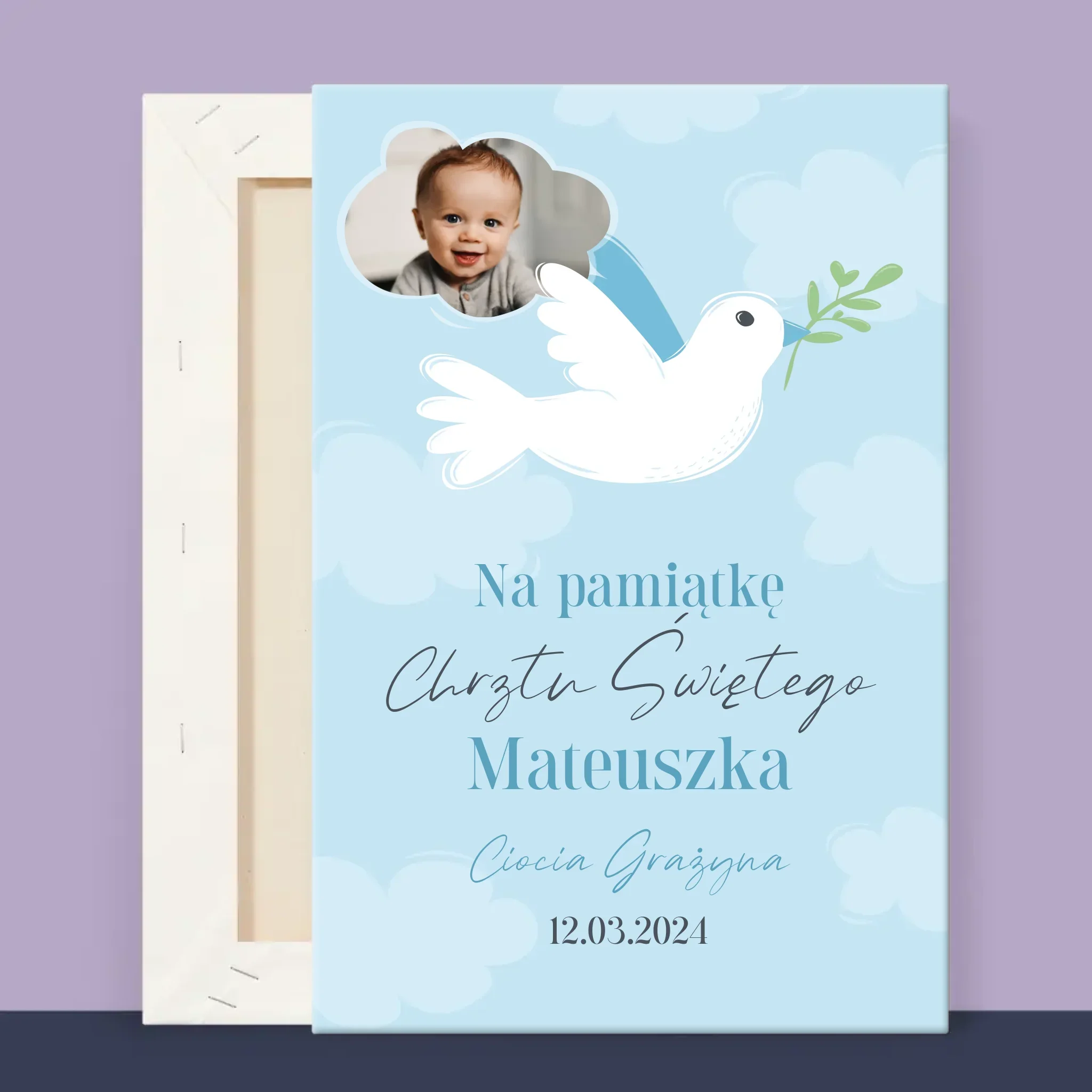 Zdjęcie i Podpis: Pamiątka Chrztu Gołąbek - Wydruk Obramowany - Image 12
