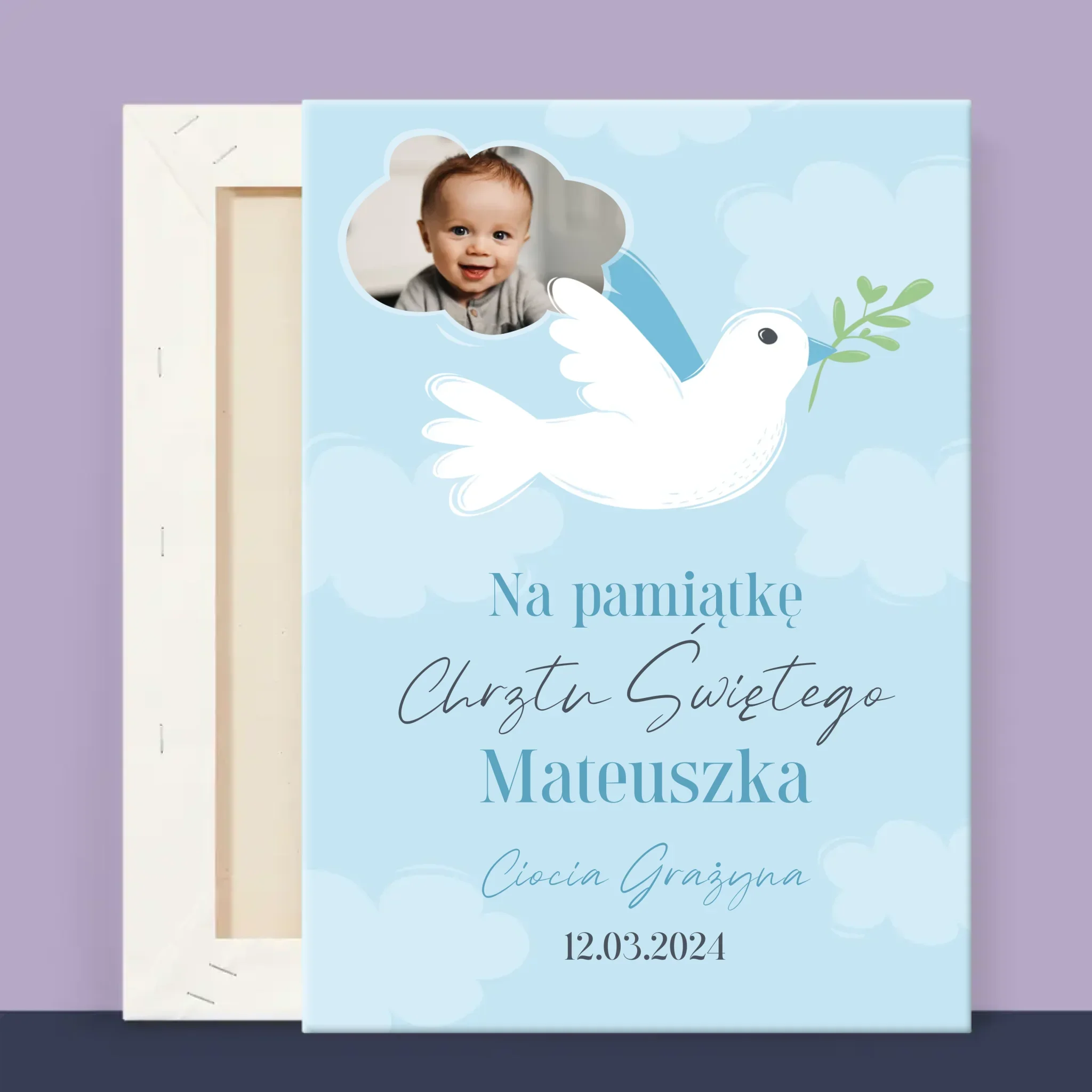 Zdjęcie i Podpis: Pamiątka Chrztu Gołąbek - Wydruk Obramowany - Image 13