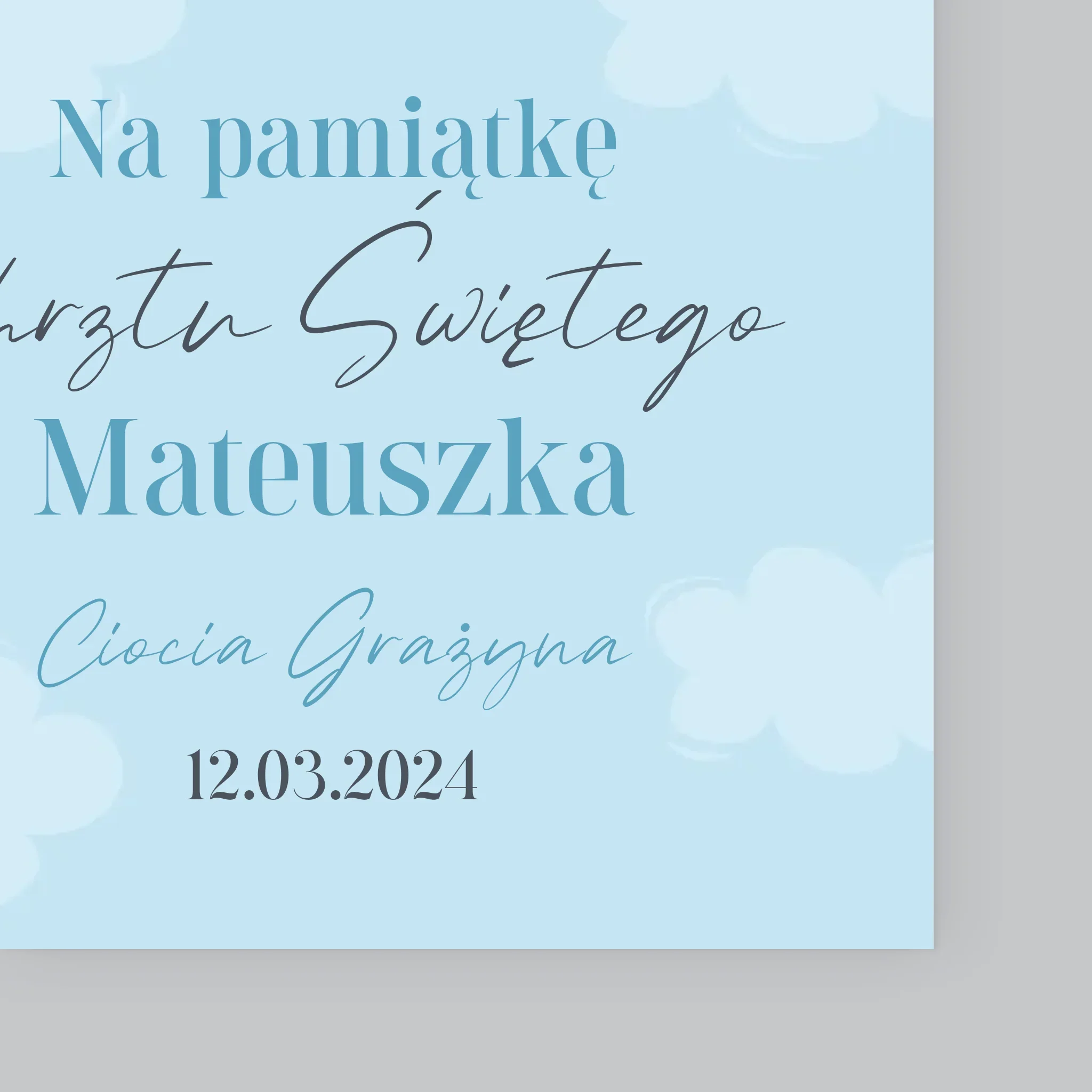 Zdjęcie i Podpis: Pamiątka Chrztu Gołąbek - Wydruk Obramowany - Image 4