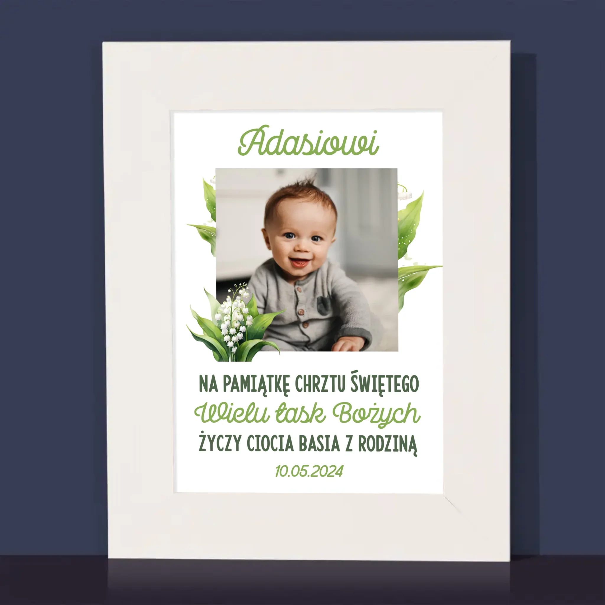 Zdjęcie i Podpis: Pamiątka Chrztu Konwalie - Ramka Na Zdjęcie - Image 2