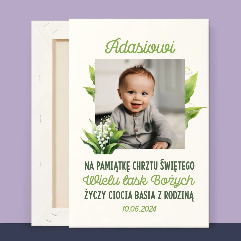 Zdjęcie i Podpis: Pamiątka Chrztu Konwalie - Wydruk Obramowany - Image 12