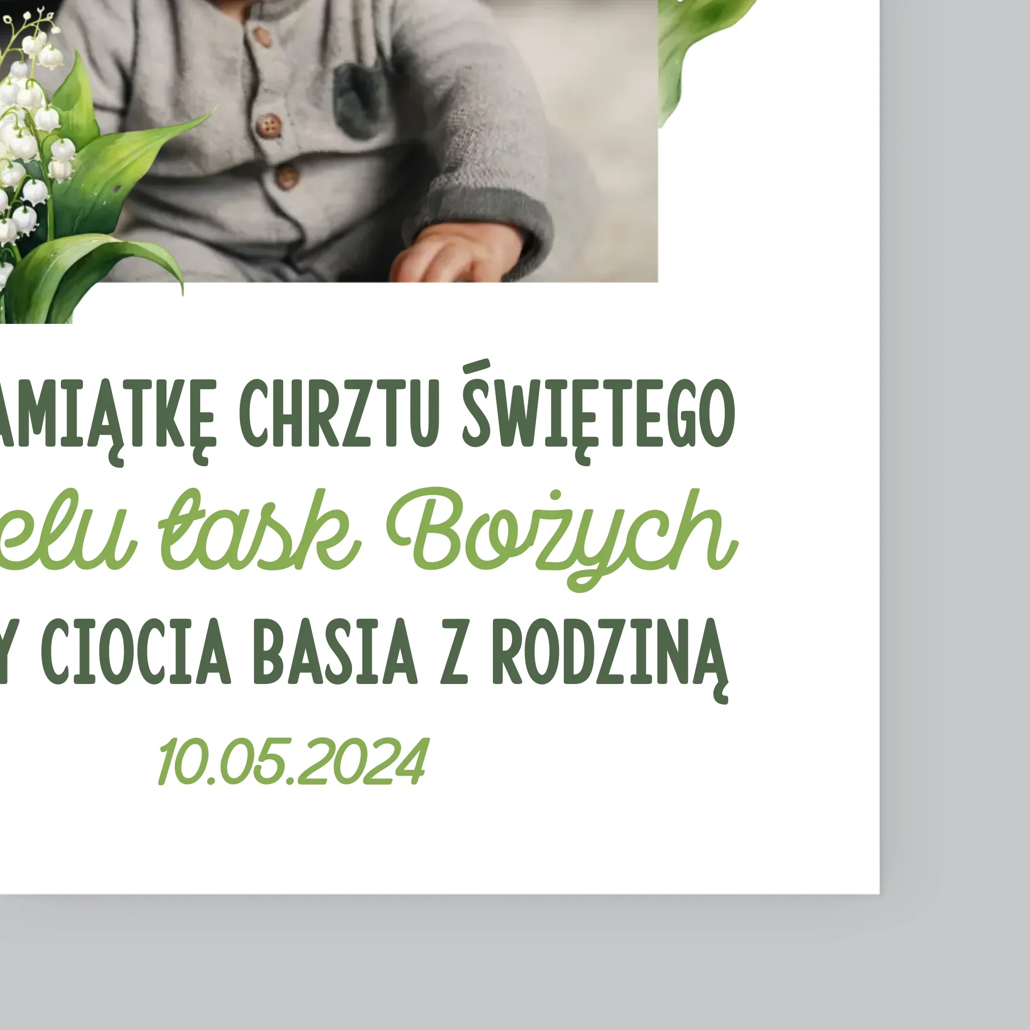 Zdjęcie i Podpis: Pamiątka Chrztu Konwalie - Wydruk Obramowany - Image 4