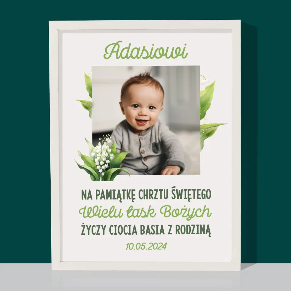 Zdjęcie i Podpis: Pamiątka Chrztu Konwalie - Wydruk Obramowany - Image 8