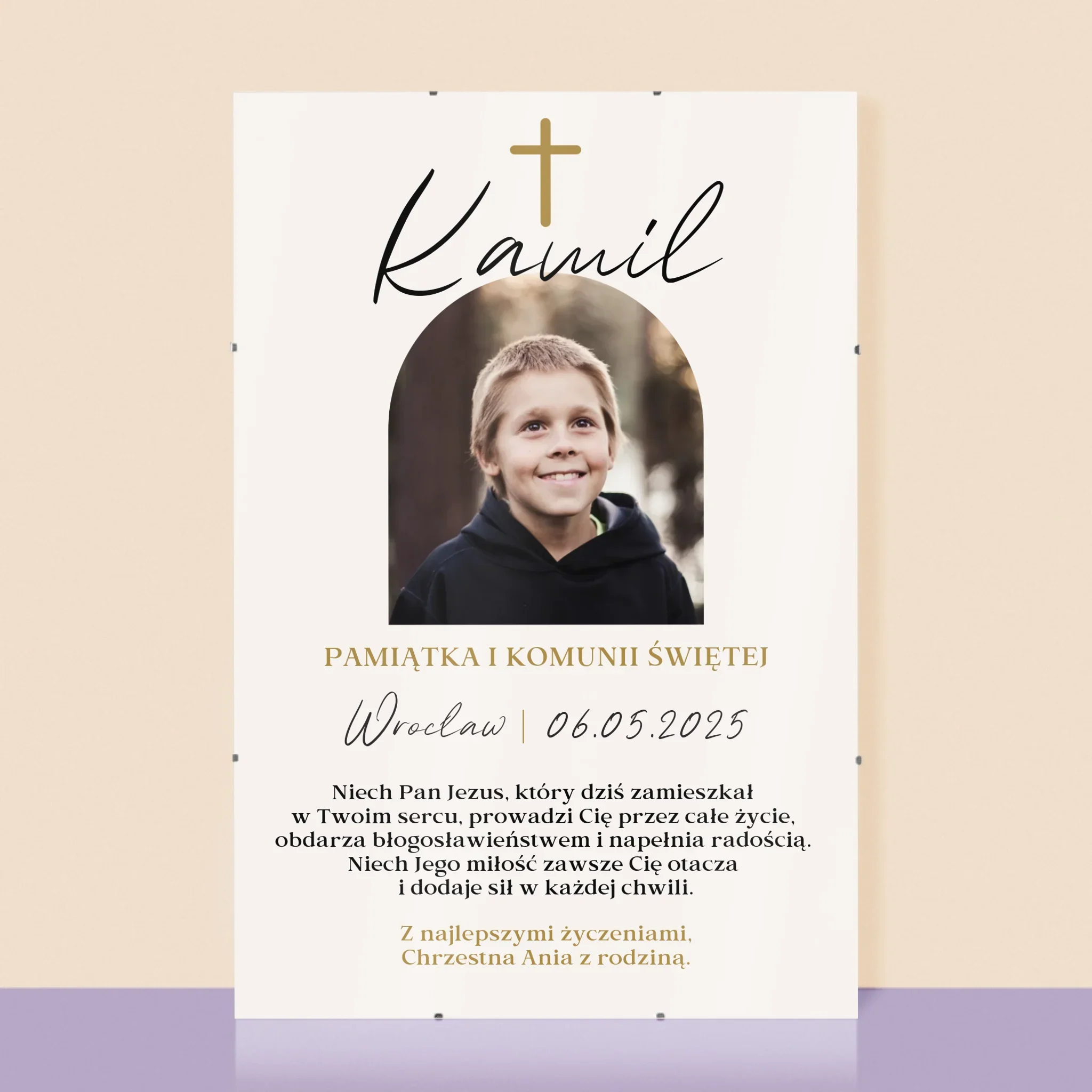 Zdjęcie i Podpis: Pamiątka Komunii Klasyczna - Personalizowany Plakat