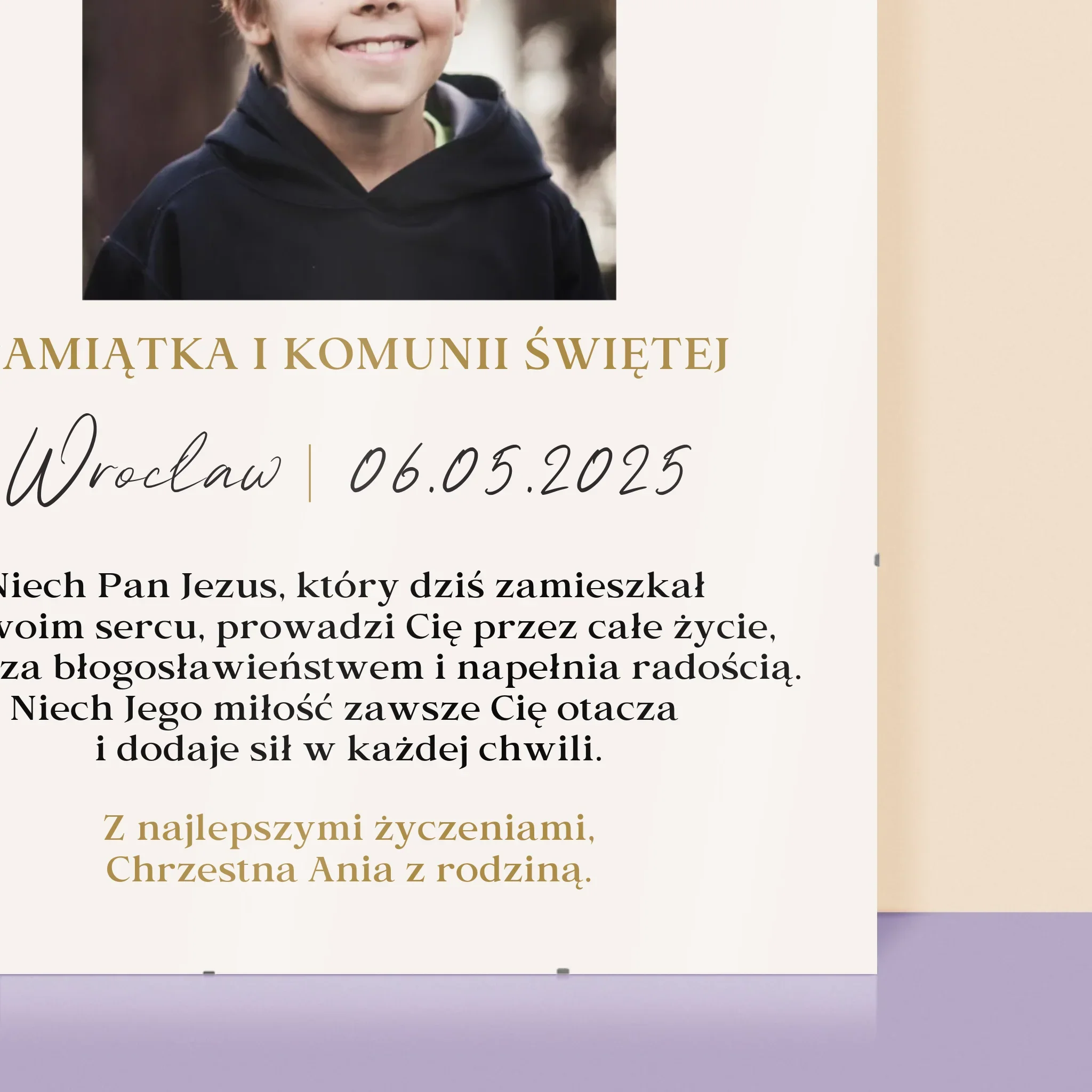 Zdjęcie i Podpis: Pamiątka Komunii Klasyczna - Personalizowany Plakat - Image 2