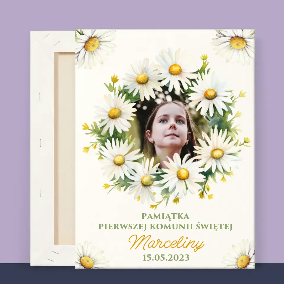 Zdjęcie i Podpis: Pamiątka Komunii Świętej Stokrotki - Wydruk Obramowany - Image 11