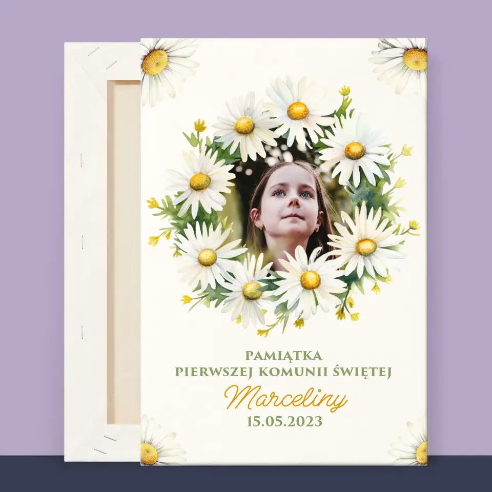 Zdjęcie i Podpis: Pamiątka Komunii Świętej Stokrotki - Wydruk Obramowany - Image 12