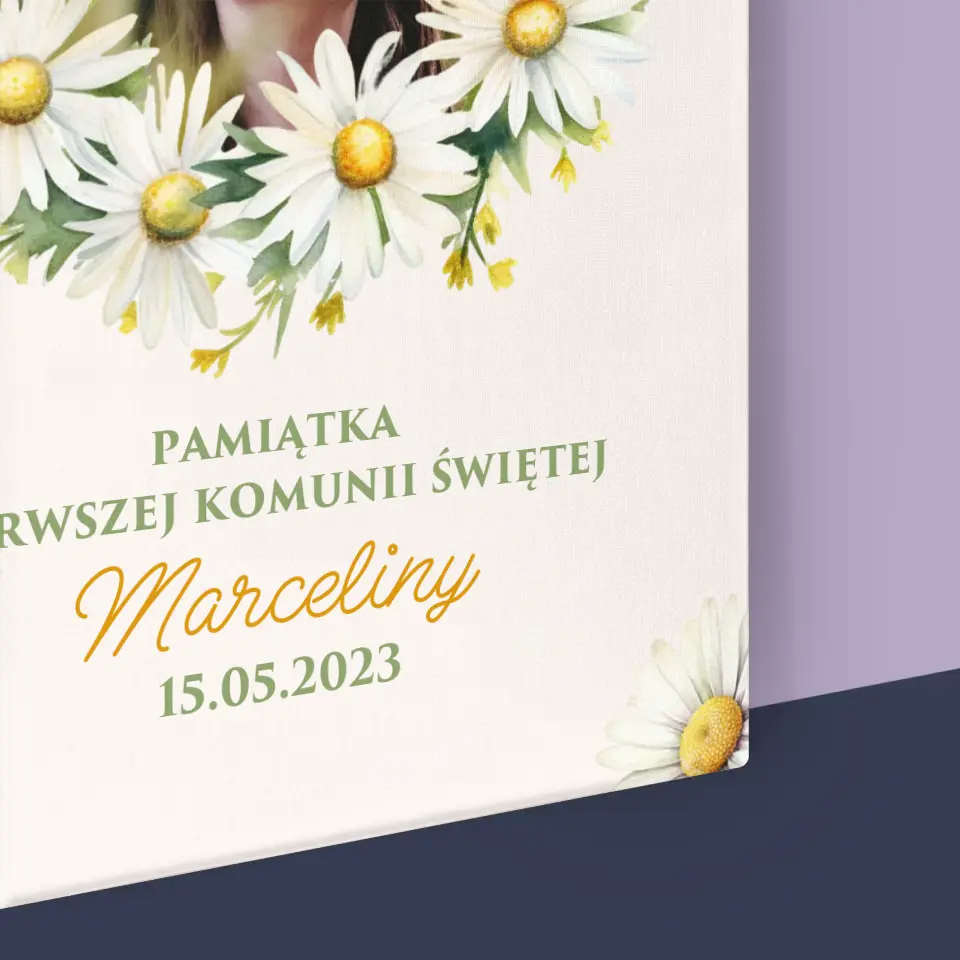 Zdjęcie i Podpis: Pamiątka Komunii Świętej Stokrotki - Wydruk Obramowany - Image 16