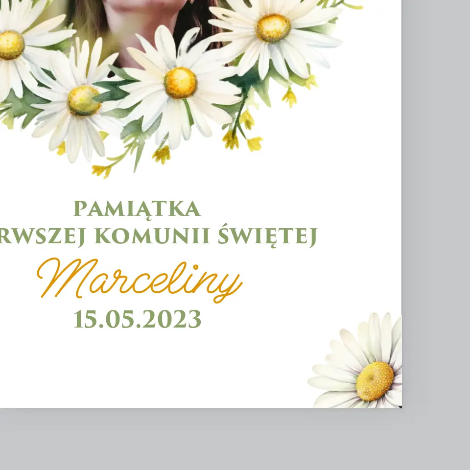 Zdjęcie i Podpis: Pamiątka Komunii Świętej Stokrotki - Wydruk Obramowany - Image 4