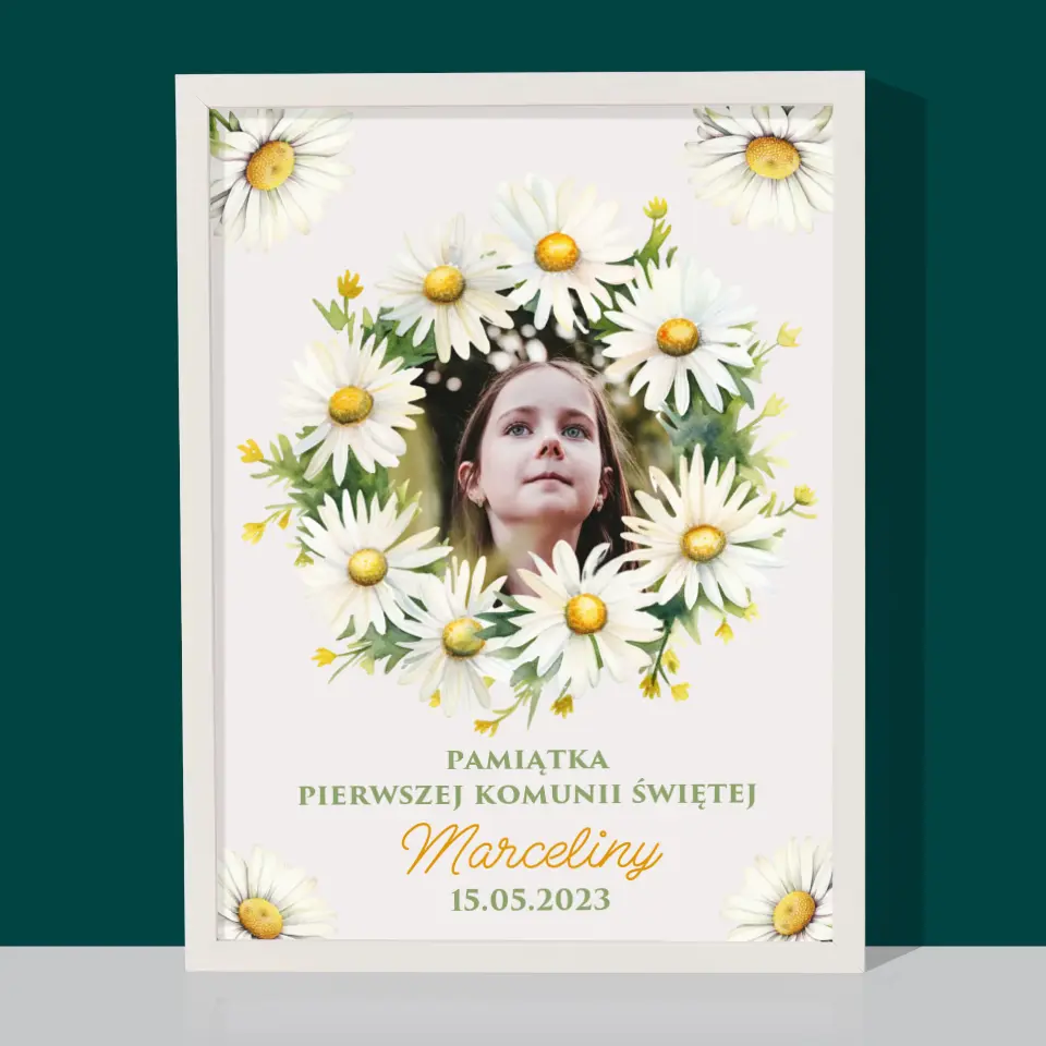 Zdjęcie i Podpis: Pamiątka Komunii Świętej Stokrotki - Wydruk Obramowany - Image 8