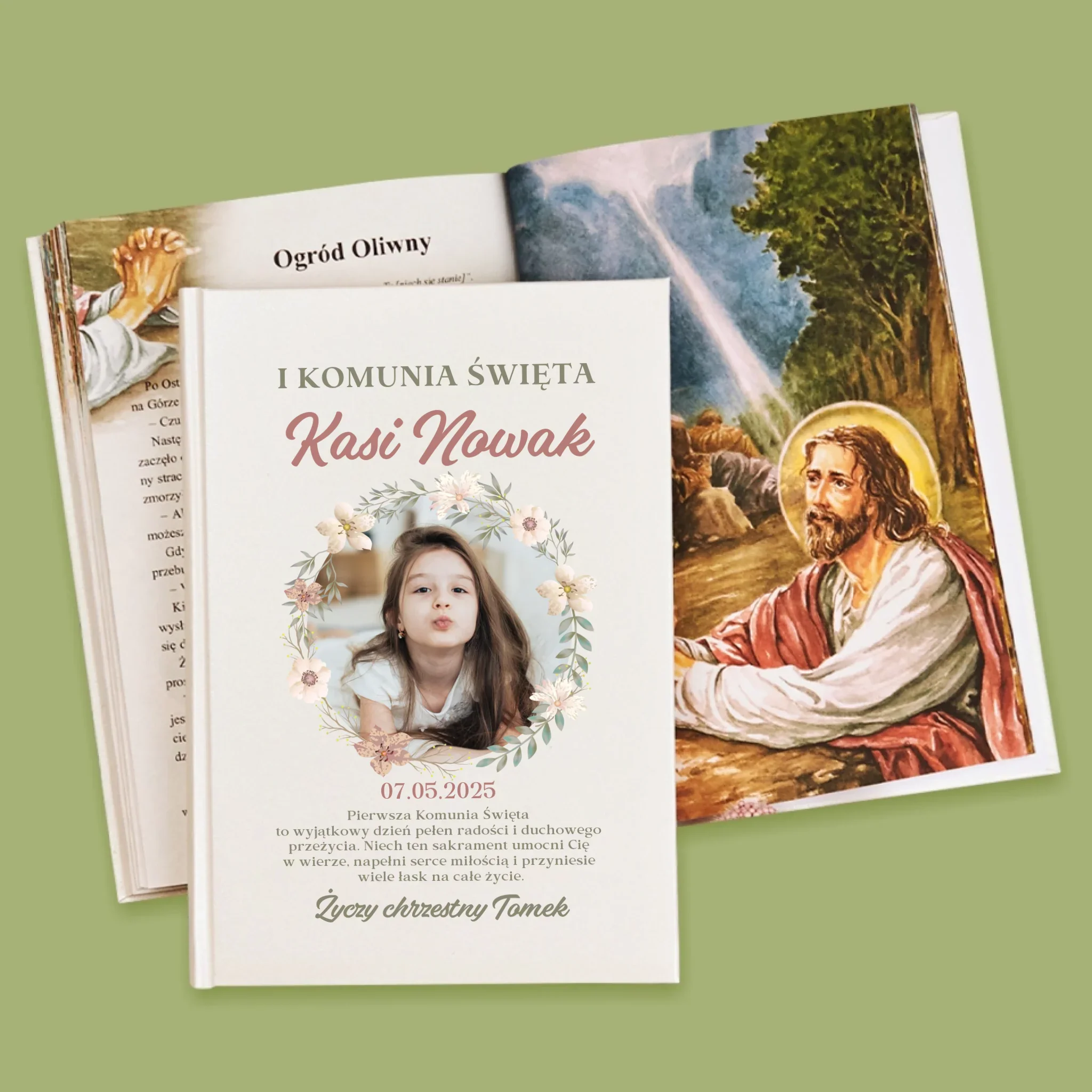 Zdjęcie i Podpis: Pierwsza Komunia Kwiaty - Biblia z Nadrukiem - Image 4