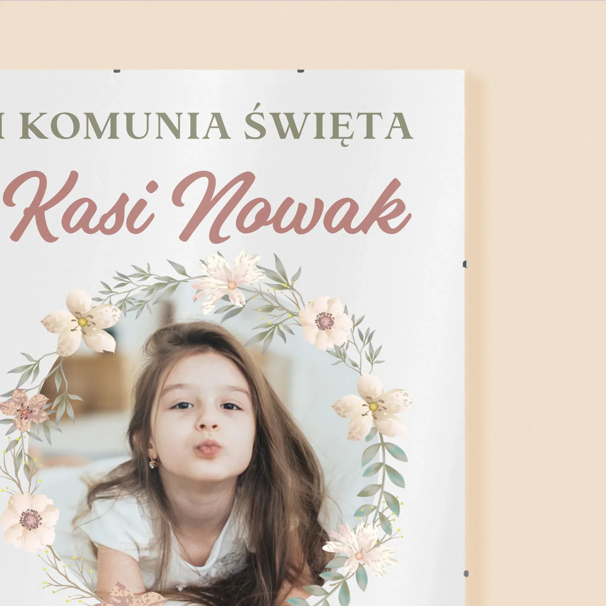 Zdjęcie i Podpis: Pierwsza Komunia Kwiaty - Personalizowany Plakat - Image 3