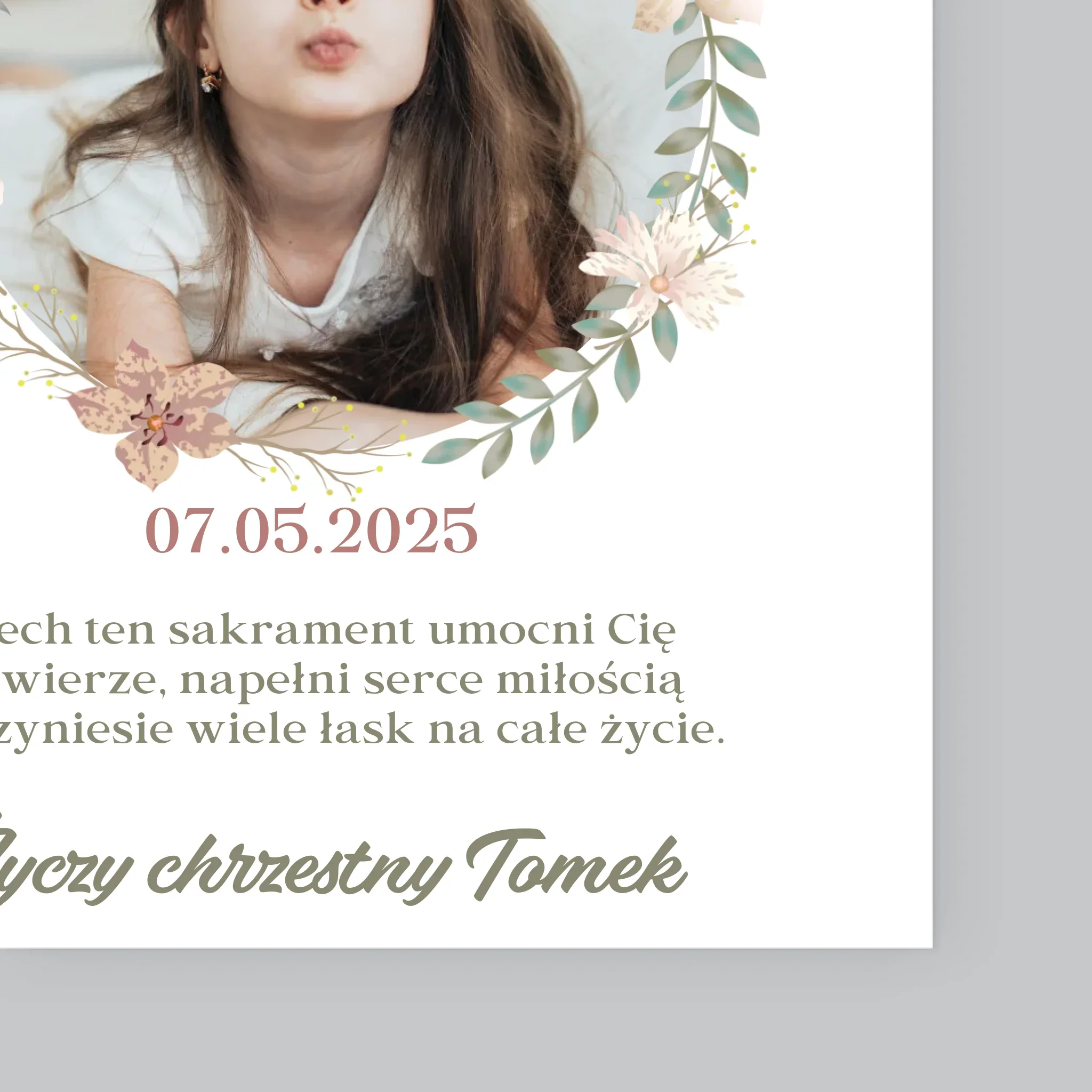 Zdjęcie i Podpis: Pierwsza Komunia Kwiaty - Wydruk Obramowany - Image 11