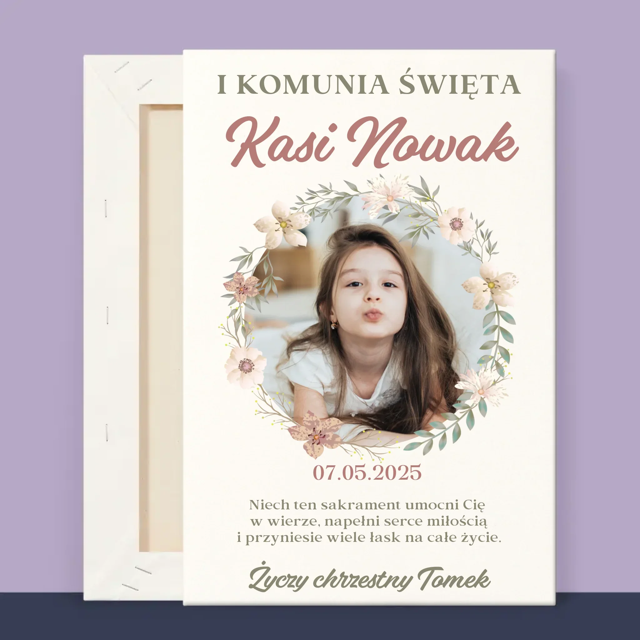 Zdjęcie i Podpis: Pierwsza Komunia Kwiaty - Wydruk Obramowany - Image 13