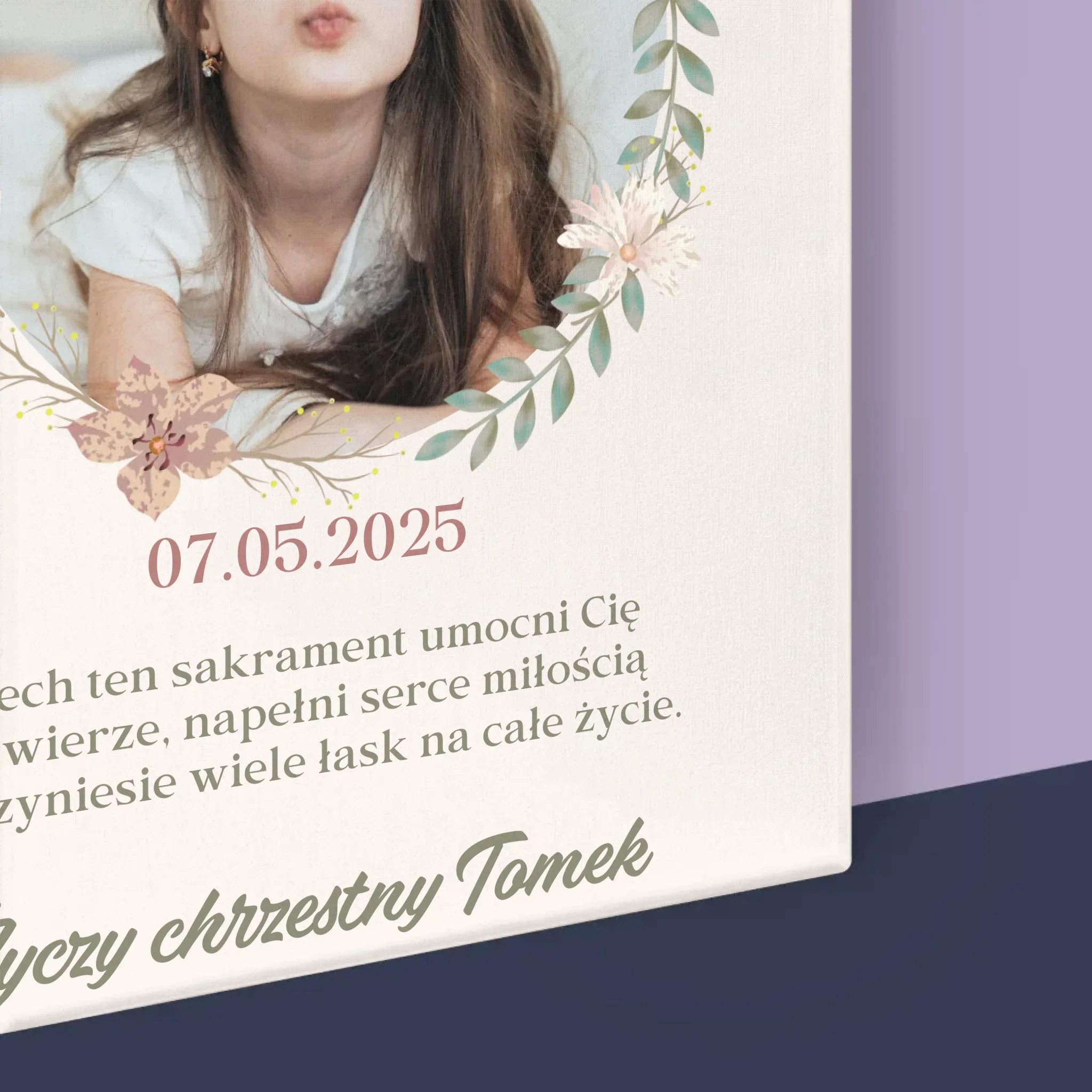 Zdjęcie i Podpis: Pierwsza Komunia Kwiaty - Wydruk Obramowany - Image 17