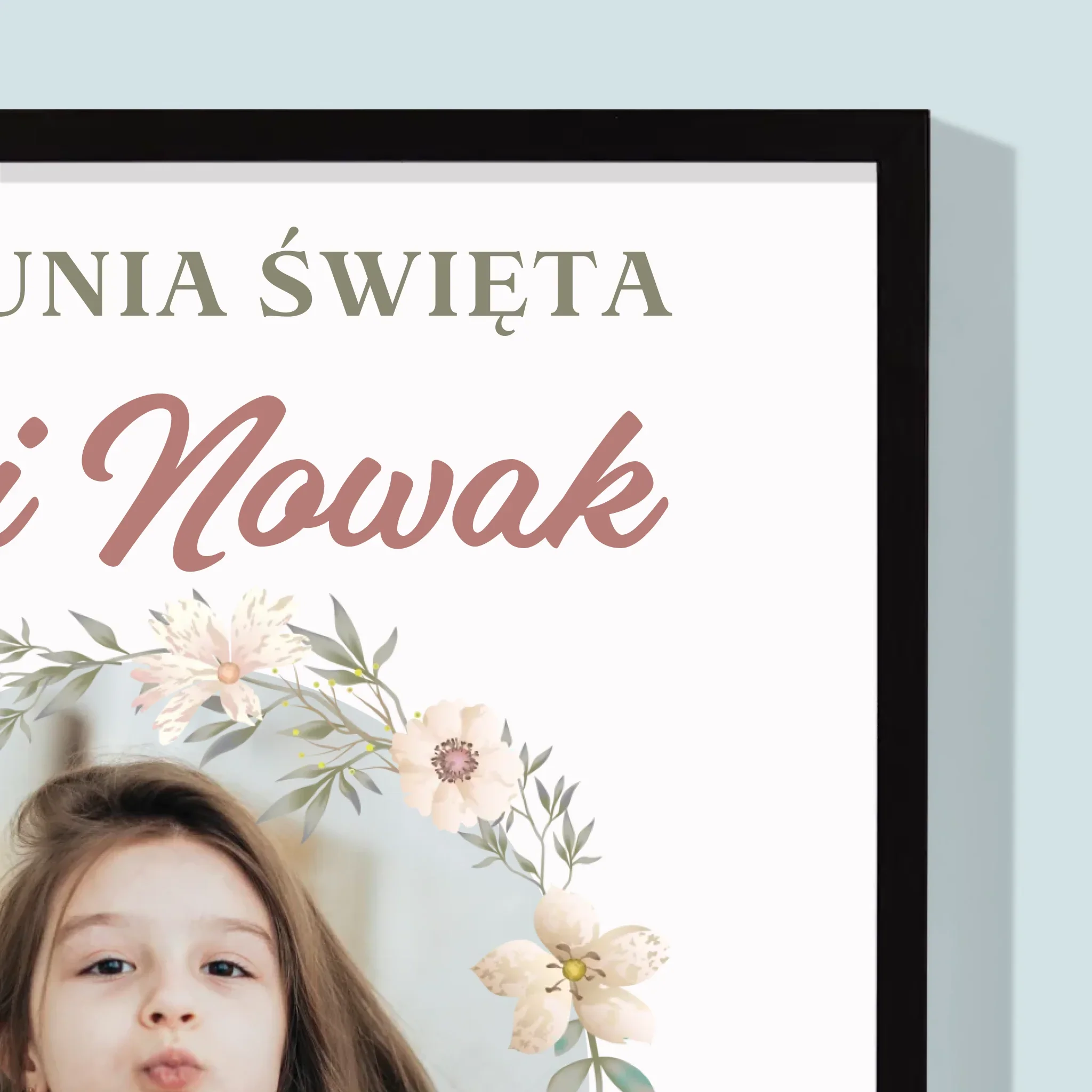 Zdjęcie i Podpis: Pierwsza Komunia Kwiaty - Wydruk Obramowany - Image 2