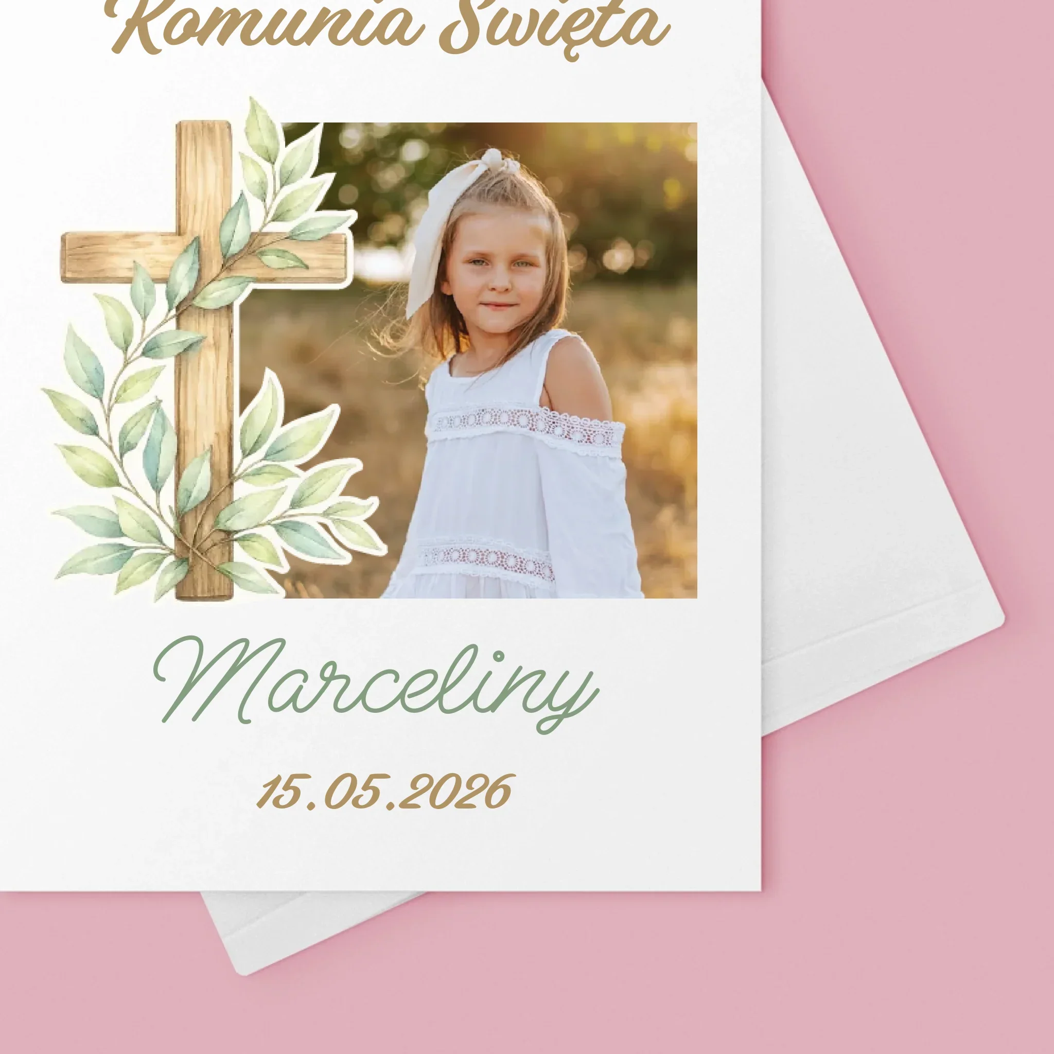 Zdjęcie i Podpis: Pierwsza Komunia Święta Krzyż - Kartka z Życzeniami - Image 4