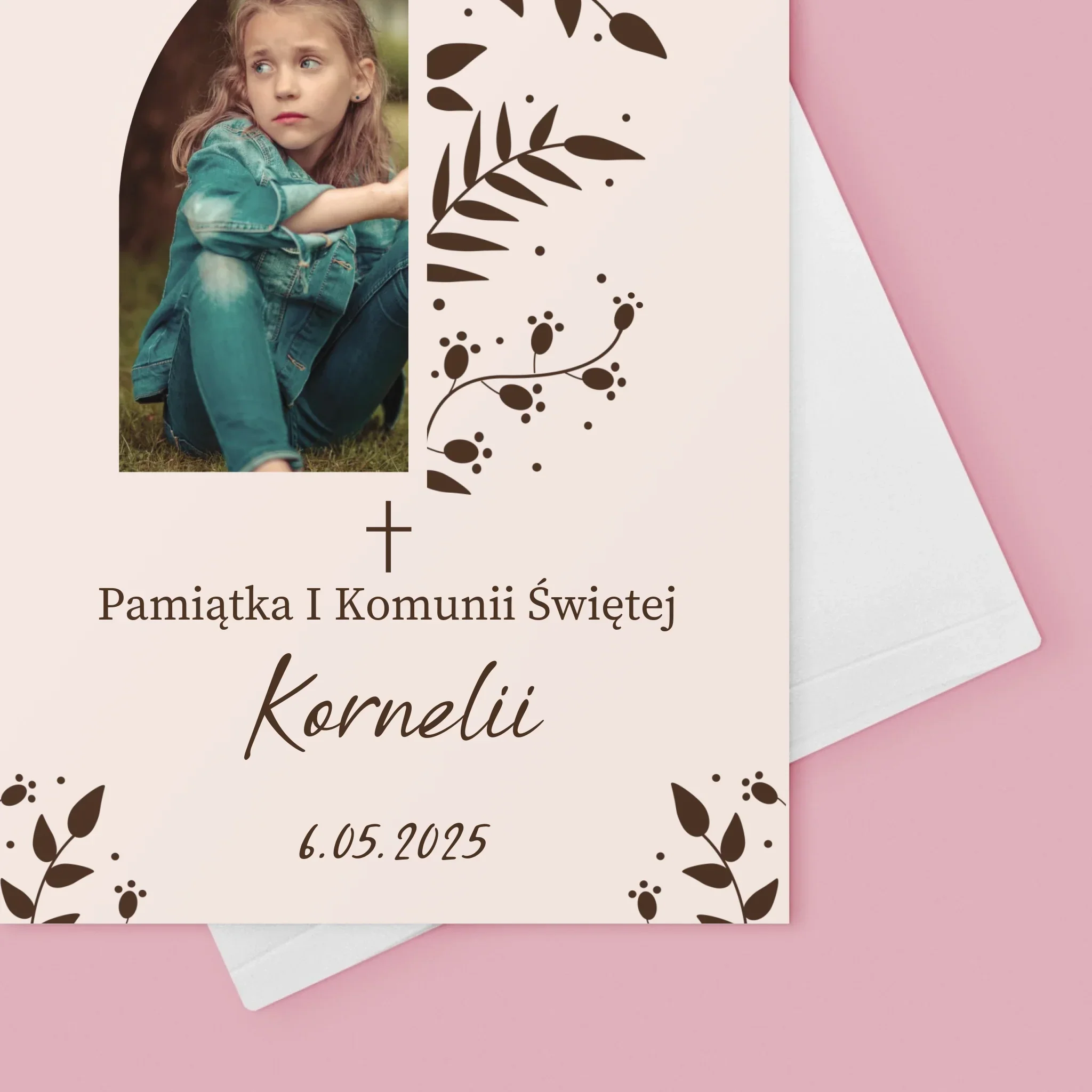 Zdjęcie i Podpis: Pierwsza Komunia Święta Listki - Kartka z Życzeniami - Image 4
