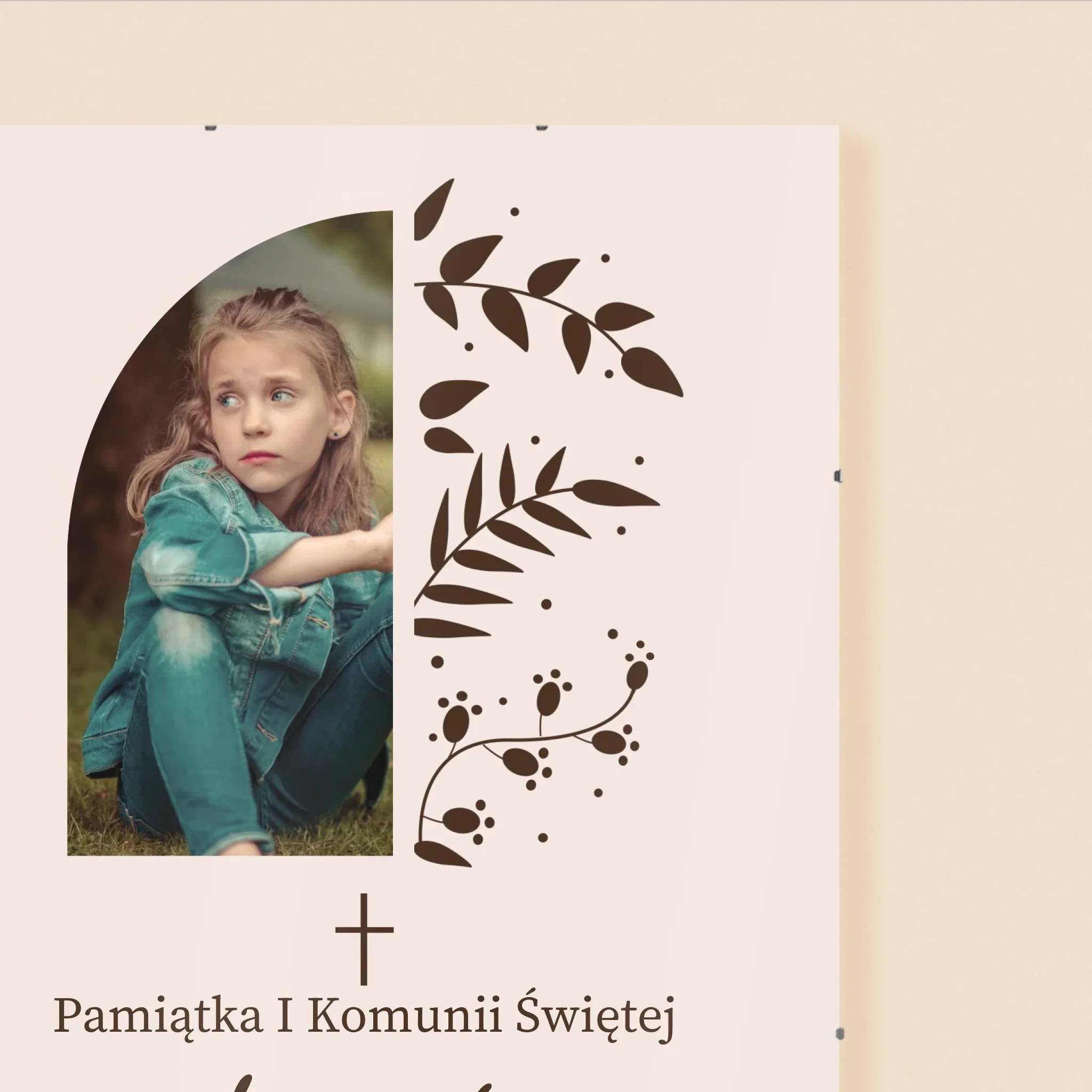 Zdjęcie i Podpis: Pierwsza Komunia Święta Listki - Personalizowany Plakat - Image 3