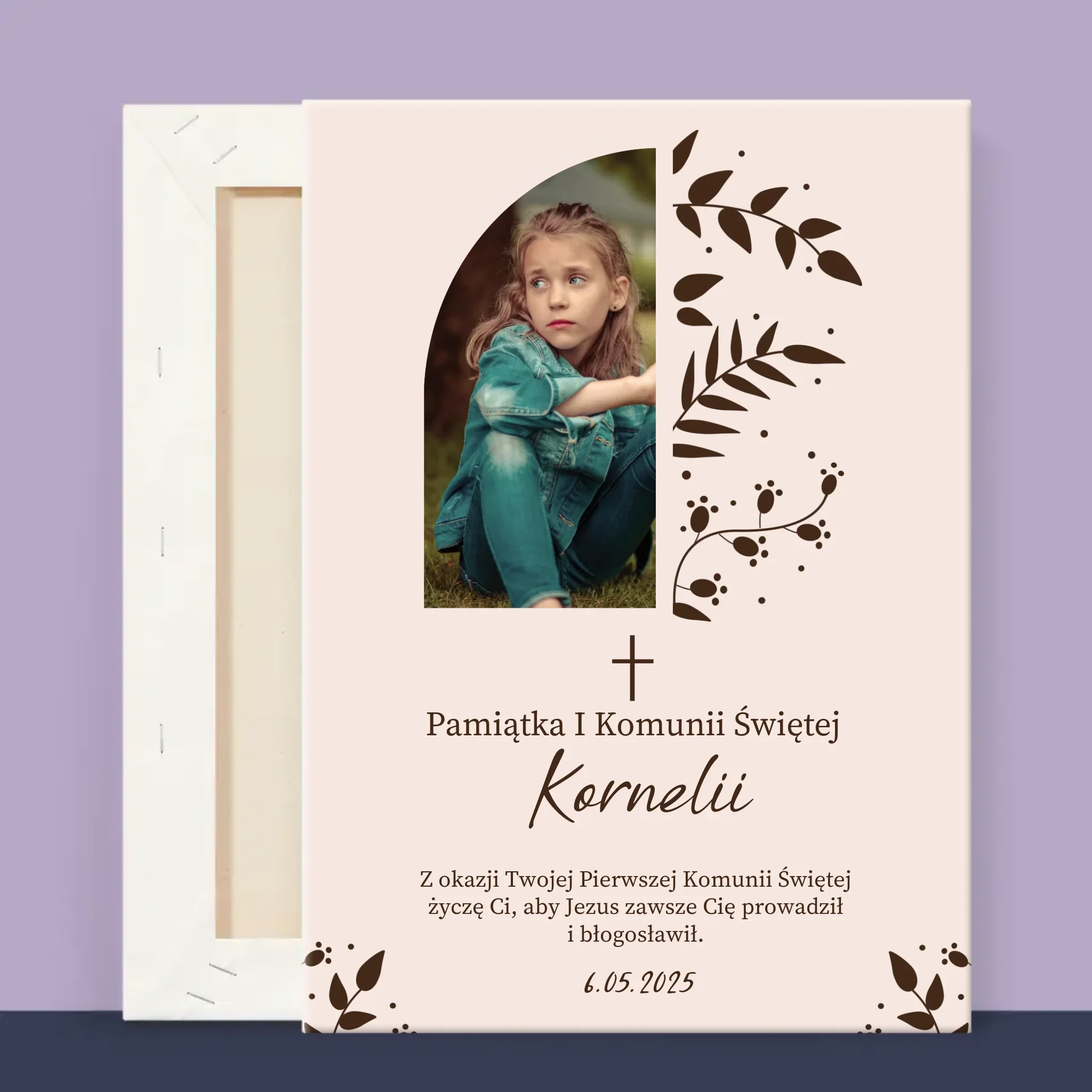 Zdjęcie i Podpis: Pierwsza Komunia Święta Listki - Wydruk Obramowany - Image 14
