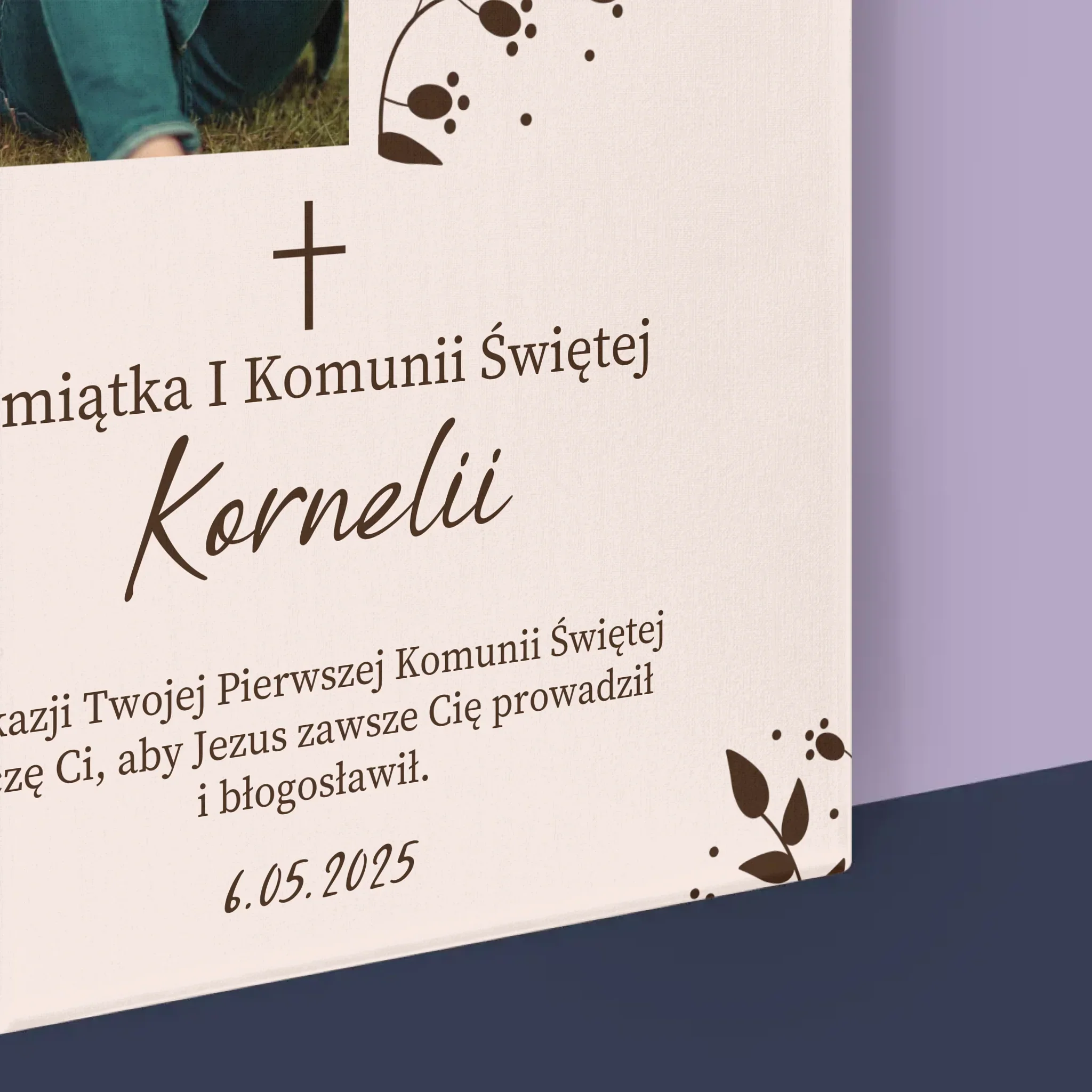 Zdjęcie i Podpis: Pierwsza Komunia Święta Listki - Wydruk Obramowany - Image 17