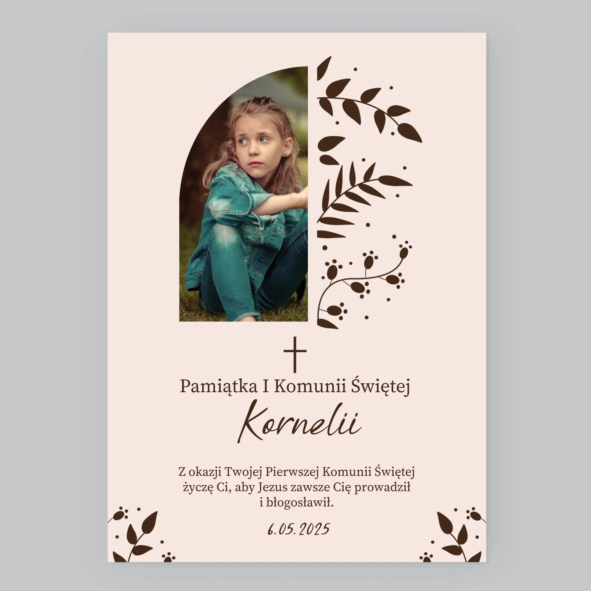 Zdjęcie i Podpis: Pierwsza Komunia Święta Listki - Wydruk Obramowany - Image 8