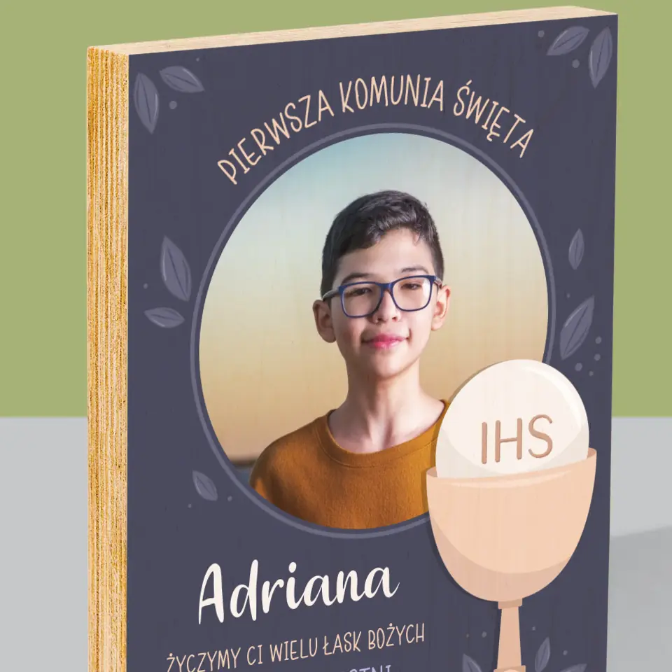 Zdjęcie i Podpis: Pierwsza Komunia Święta - Wydruk Na Drewnie - Image 2