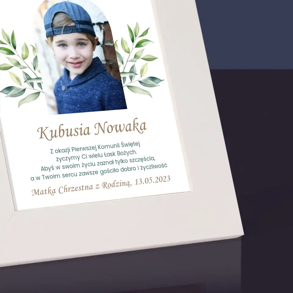 Zdjęcie i Podpis: Pierwsza Komunia Święta Życzenia - Ramka Na Zdjęcie - Image 3