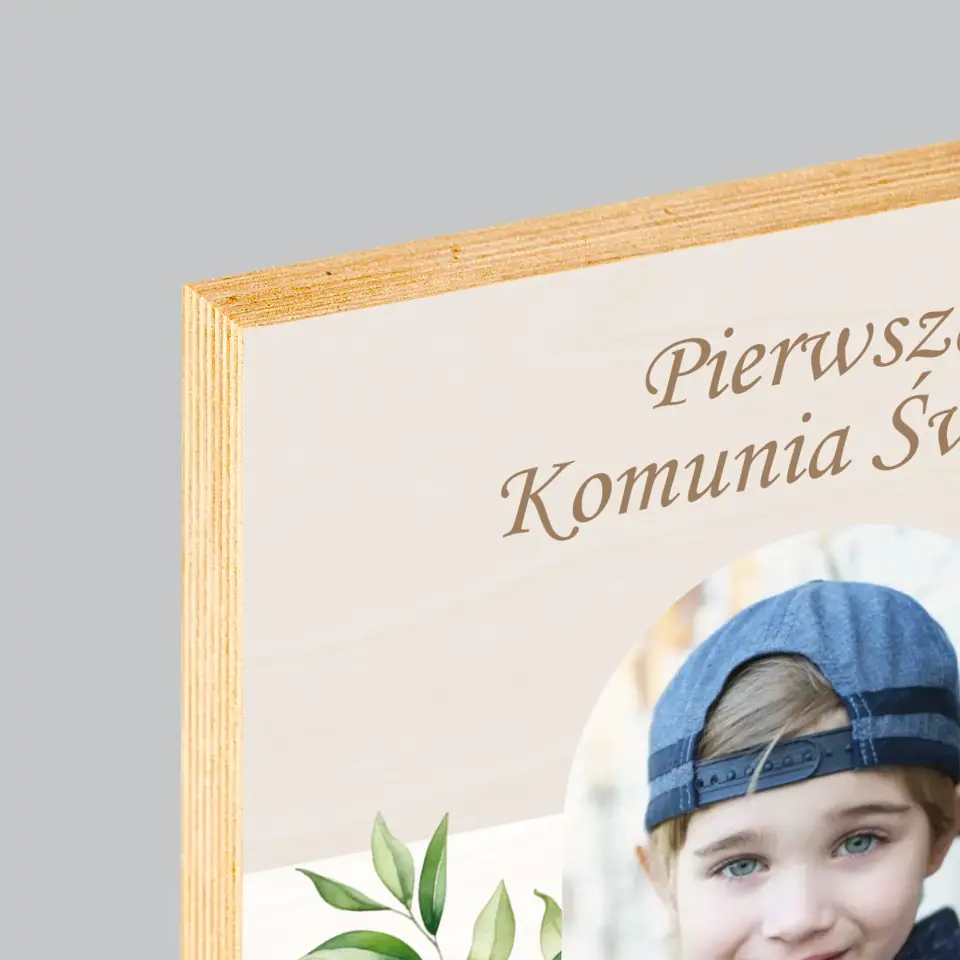 Zdjęcie i Podpis: Pierwsza Komunia Święta Życzenia - Wydruk Na Drewnie - Image 4