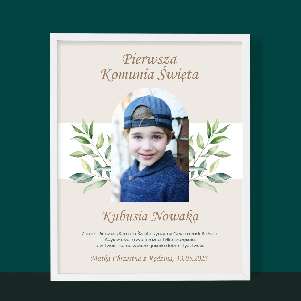 Zdjęcie i Podpis: Pierwsza Komunia Święta Życzenia - Wydruk Obramowany - Image 10