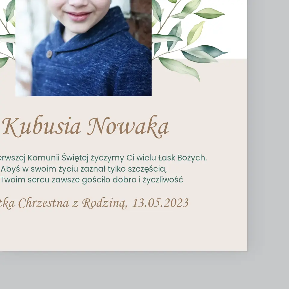 Zdjęcie i Podpis: Pierwsza Komunia Święta Życzenia - Wydruk Obramowany - Image 4
