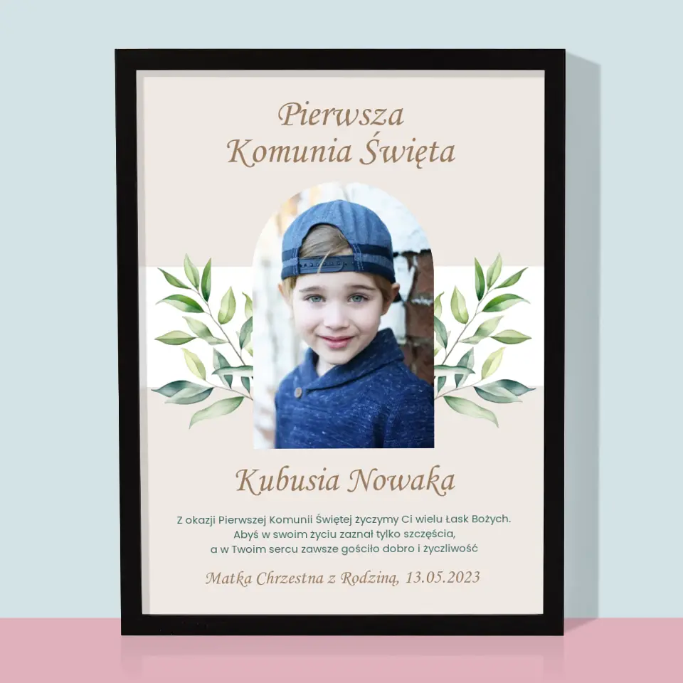 Zdjęcie i Podpis: Pierwsza Komunia Święta Życzenia - Wydruk Obramowany - Image 5
