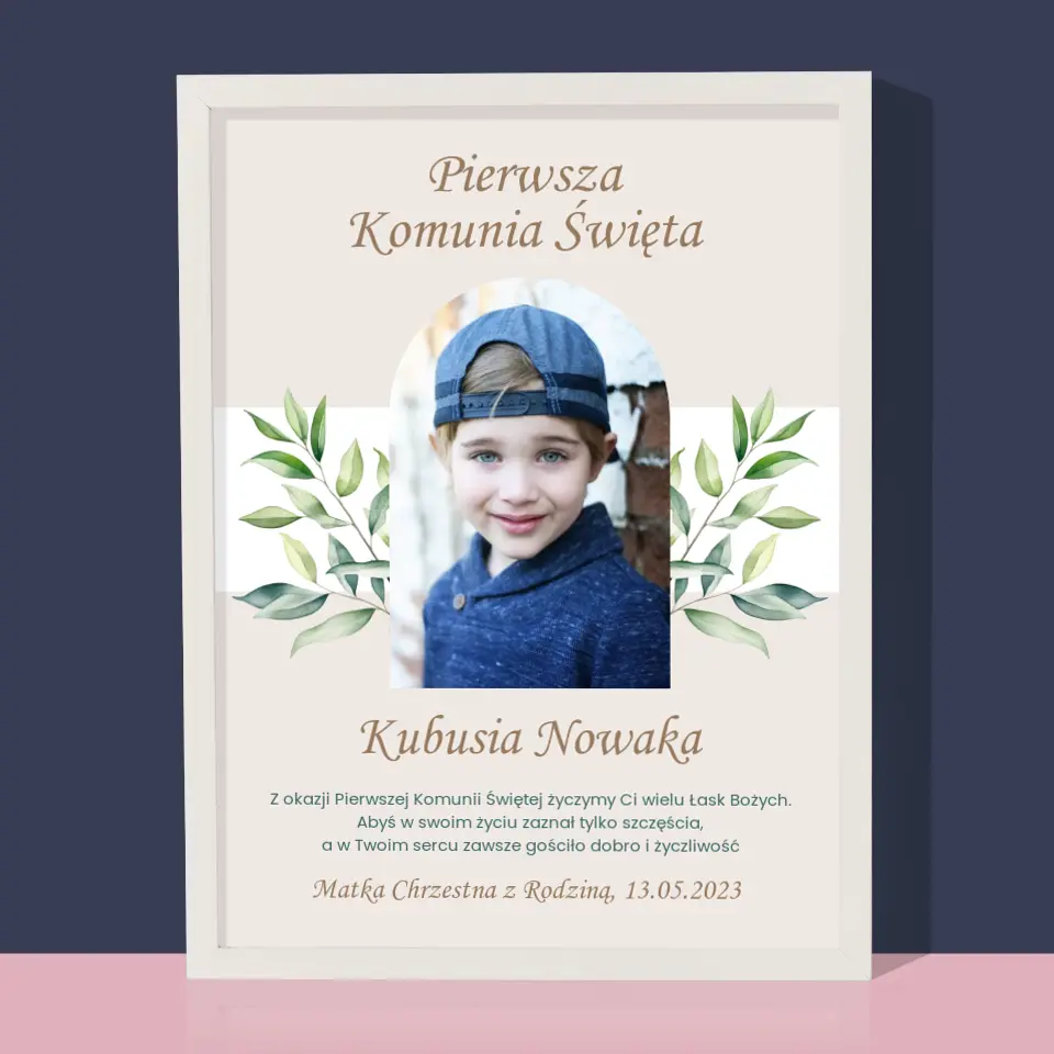 Zdjęcie i Podpis: Pierwsza Komunia Święta Życzenia - Wydruk Obramowany - Image 8