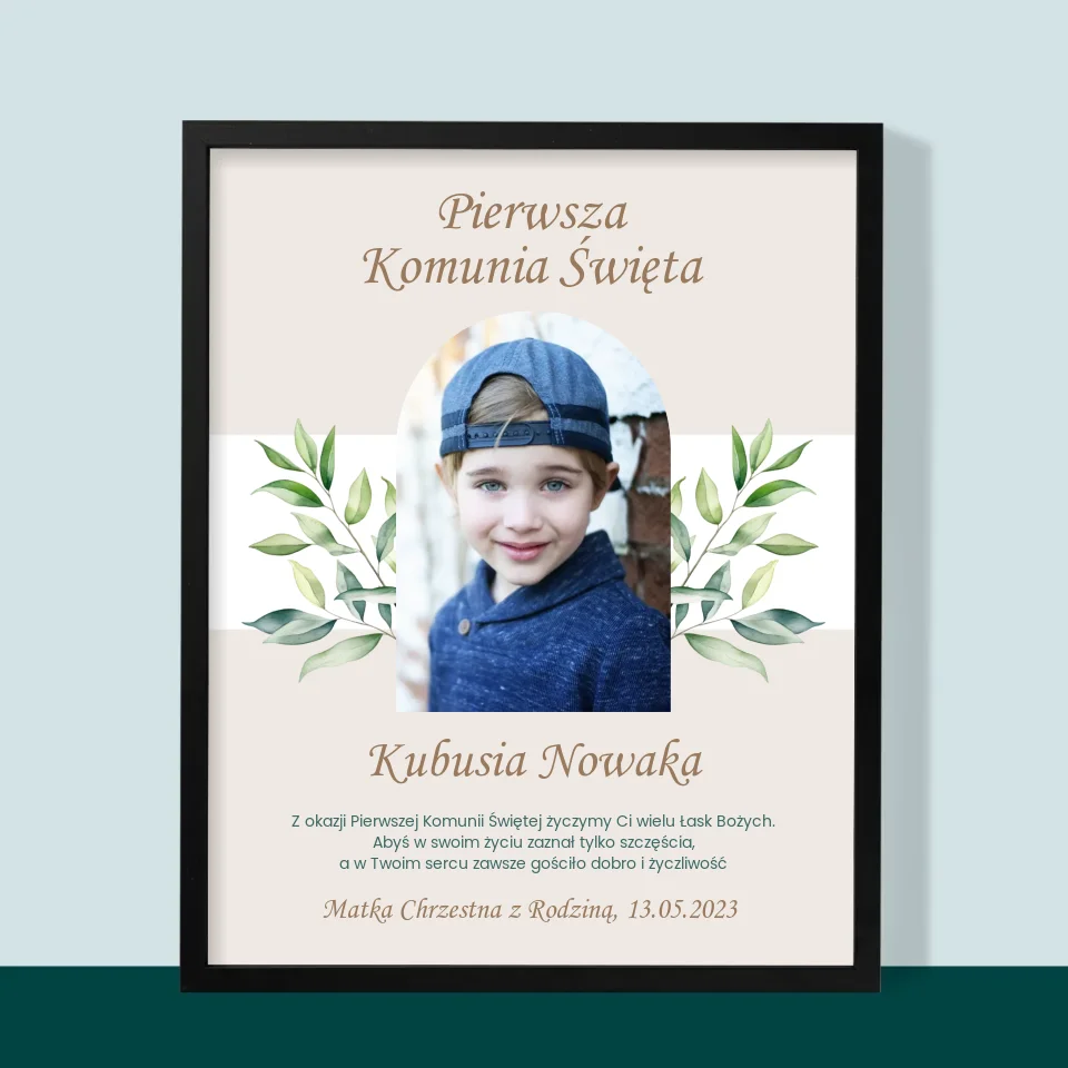 Zdjęcie i Podpis: Pierwsza Komunia Święta Życzenia - Wydruk Obramowany - Image 9