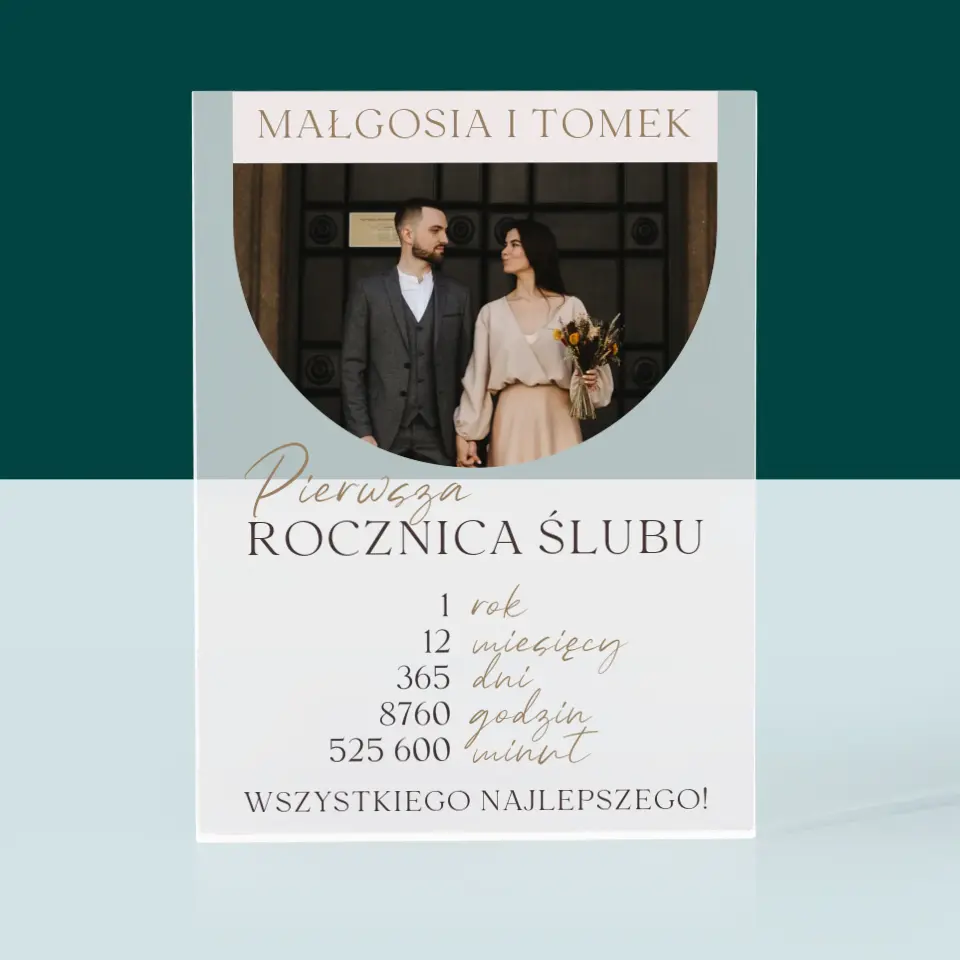 Zdjęcie I Podpis: Pierwsza Rocznica Ślubu - Blok Akrylowy z Nadrukiem - Image 3